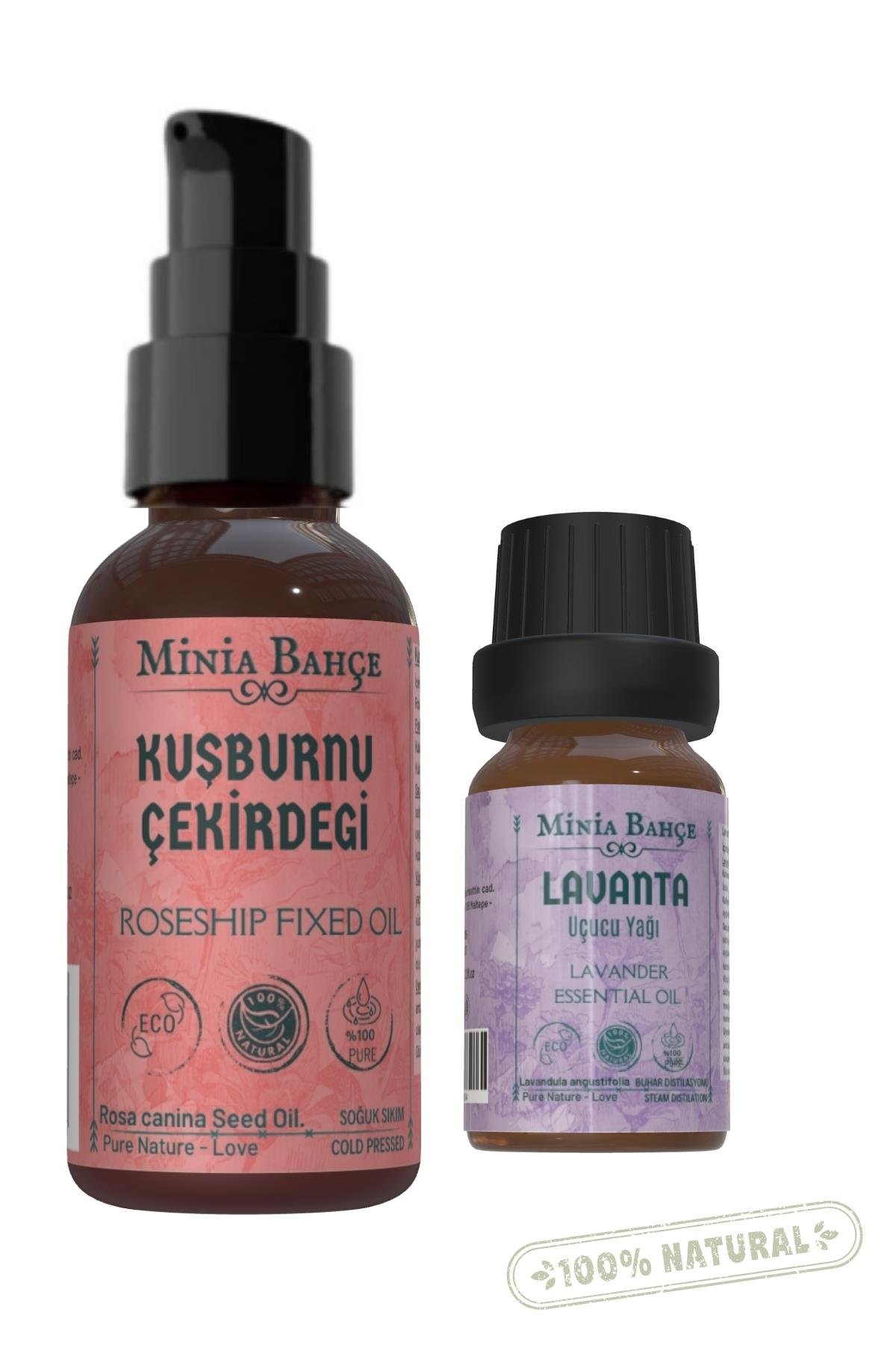 50ml Soğuk Sıkım Kuşburnu Çekirdeği Yağı, Lavanta Uçucu Yağı 10ml %100 Saf