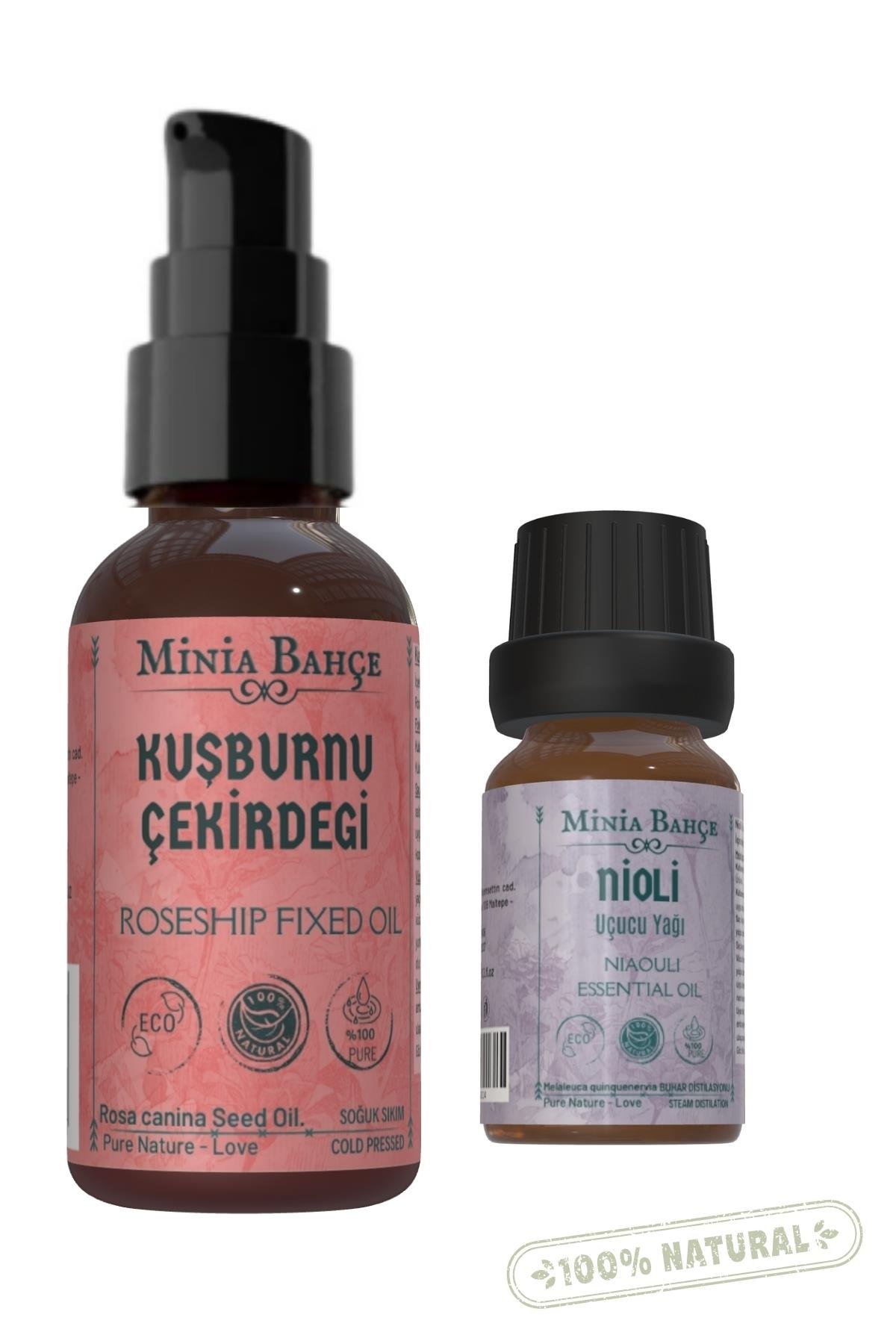 50ml Soğuk Sıkım Kuşburnu Çekirdeği Yağı, Nioli Uçucu Yağı, 10ml (niaouli) %100 Saf