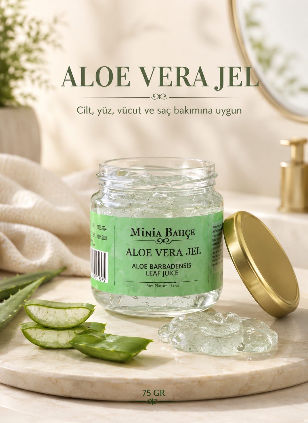 Aloe Vera Jel (aloe Vera) 75ml, %100 Saf
