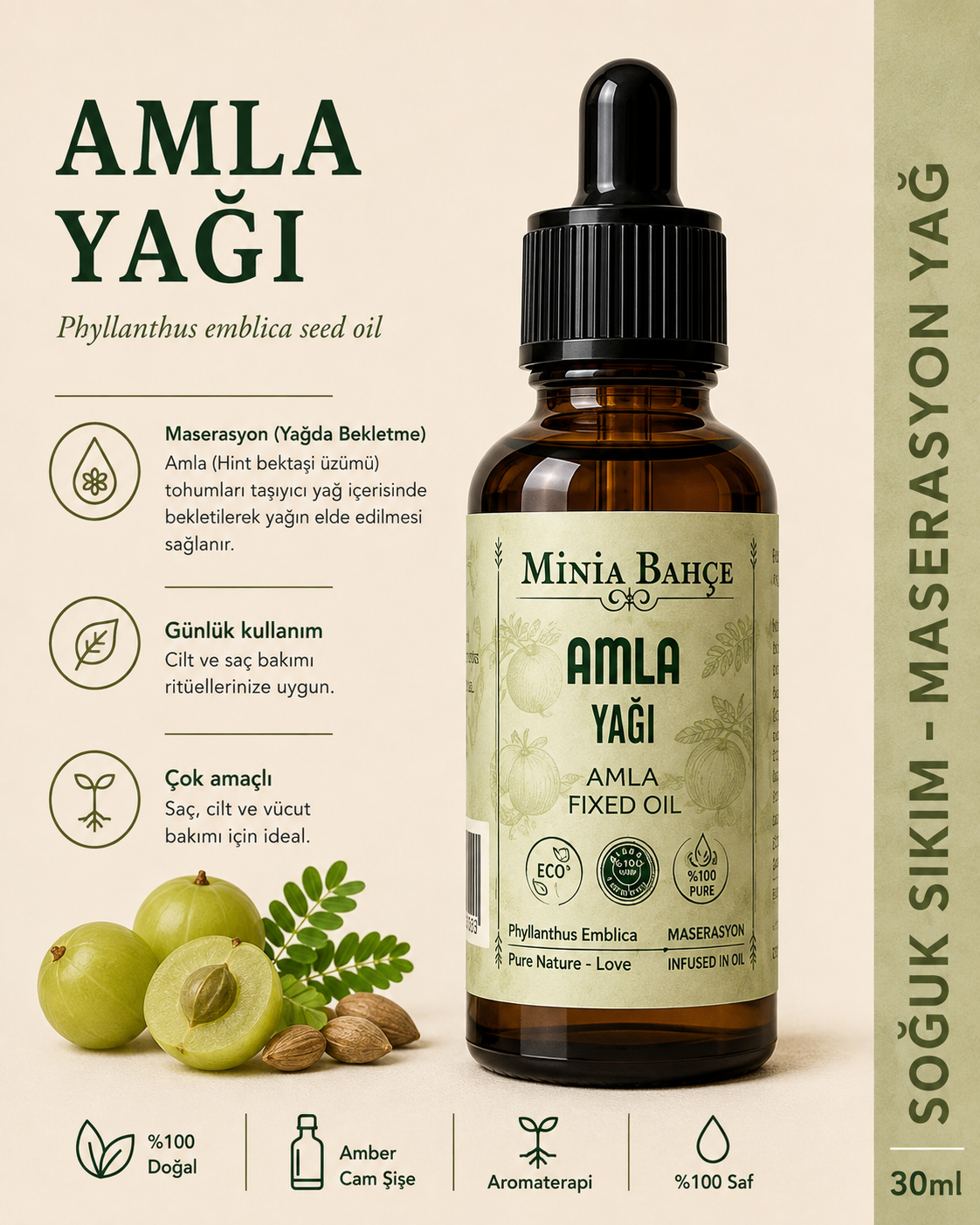 Amla Sabit Yağı – %100 Saf ve Doğal, 30 ml