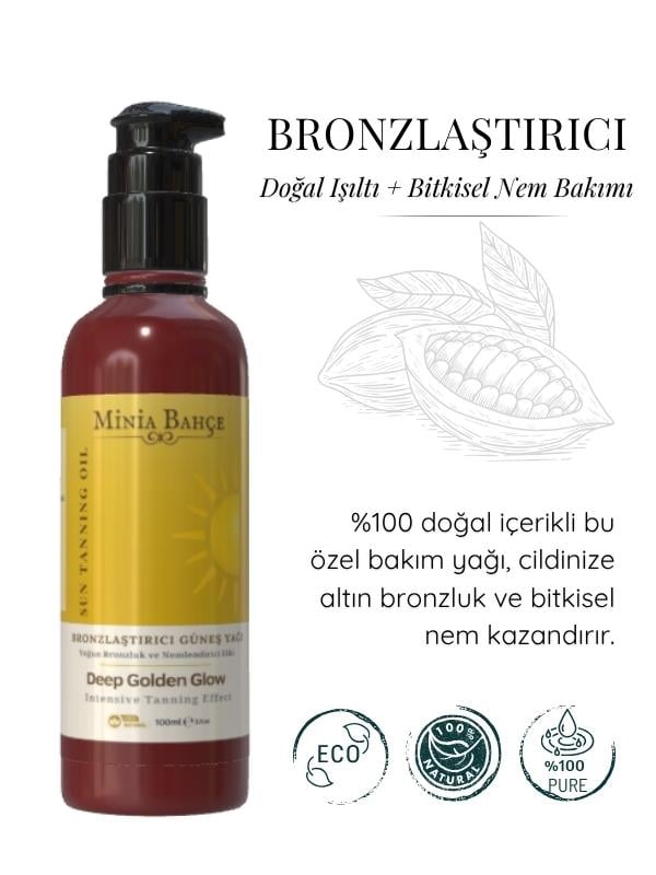 Aromaterapi Doğal Bronzlaştırıcı Güneş Yağı – Yaşlanma ve Leke Karşıtı Bitkisel Bakım – 100 ml