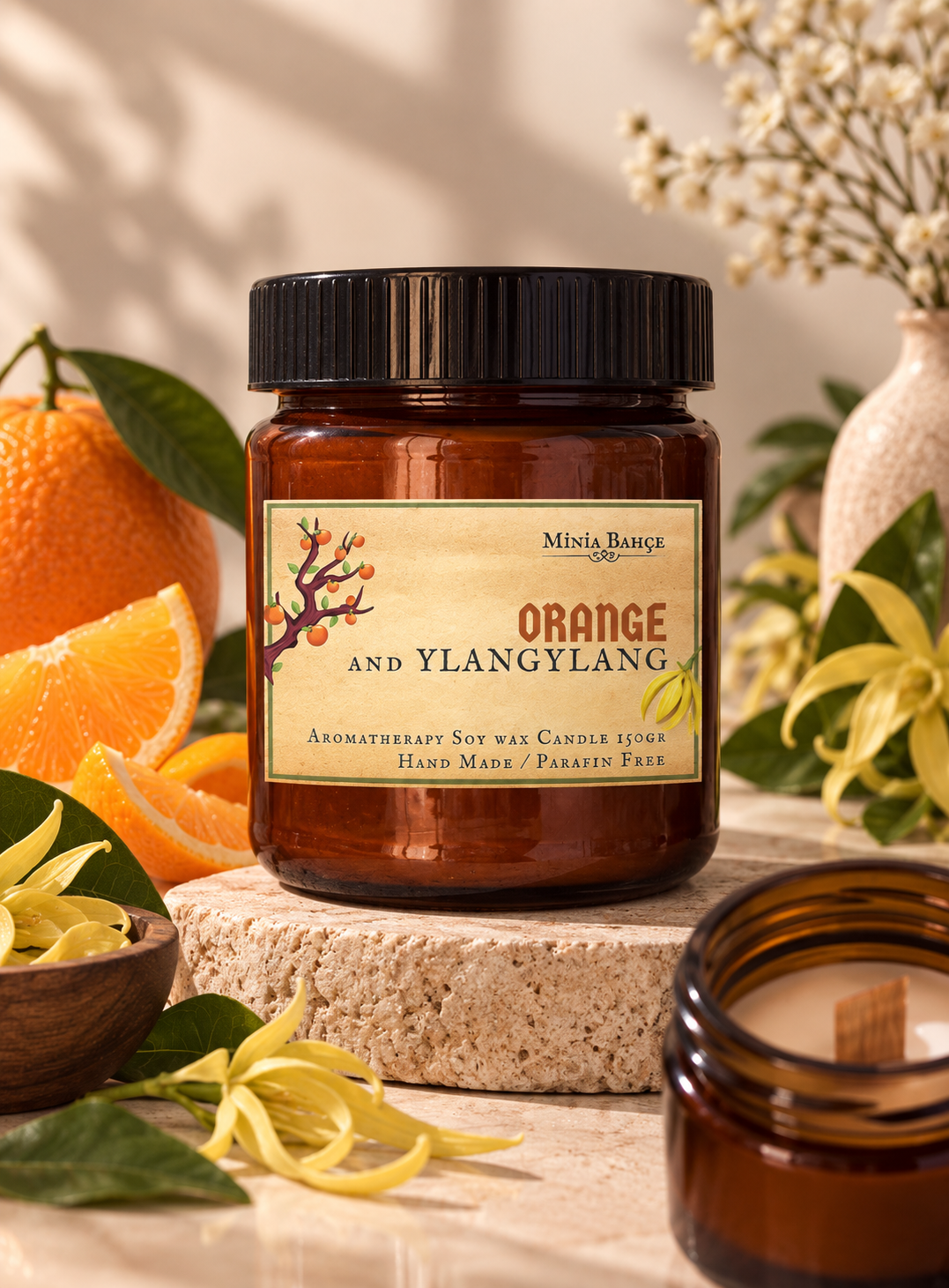 Aromaterapi Soya Mum, Portakal Uçucu Yağı-ylang Ylang Uçucu Yağı, 150gr