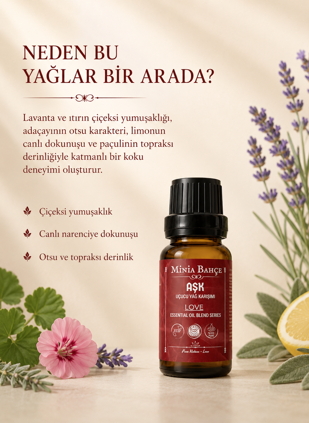 Aşk (Love) Uçucu Yağ Karışımı - %100 Saf, 10 ml