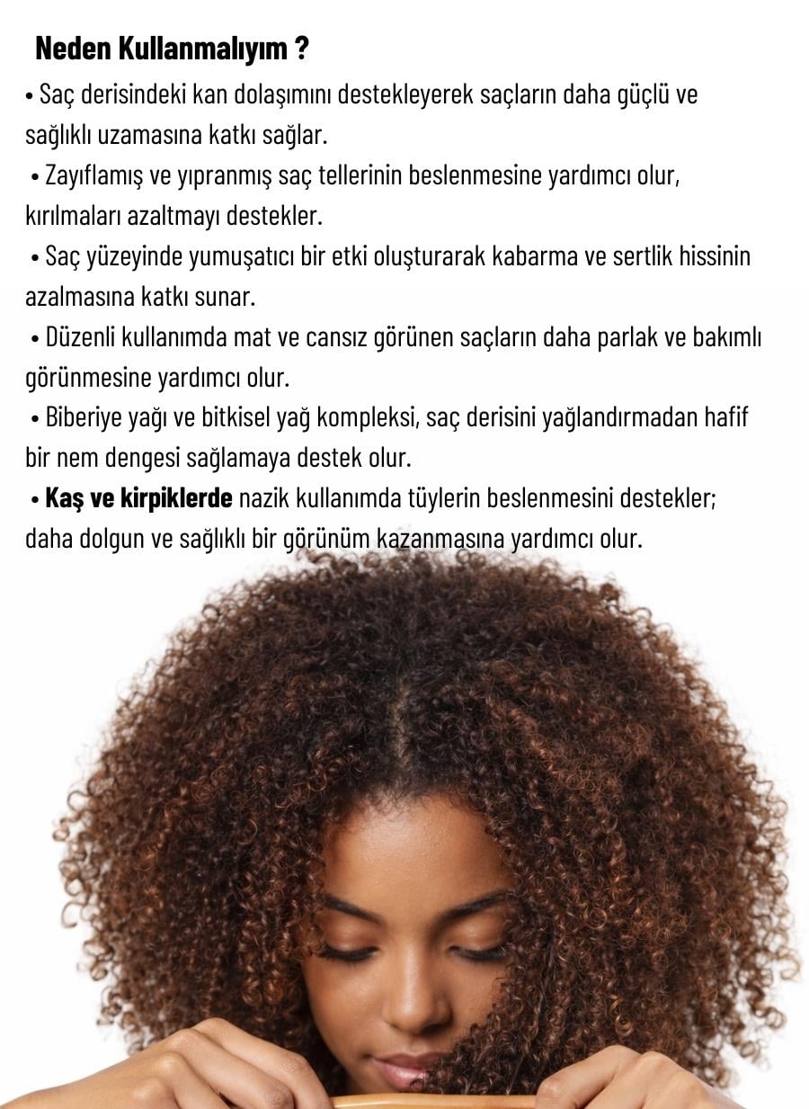 Biberiye Yağı Kompleksi Saç Dökülmesine Karşı Güçlendirici, Saç Uzamasını Destekleyen Bitkisel Saç Bakım Yağı – 50 ml