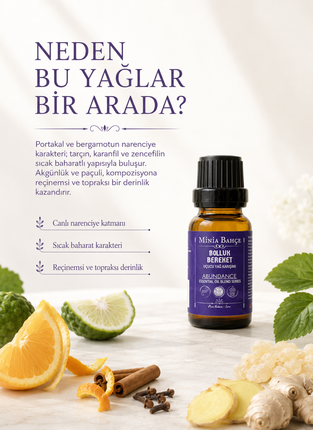 Bolluk-Bereket (Abundance) Uçucu Yağ Karışımı, %100 Saf, 10 ml