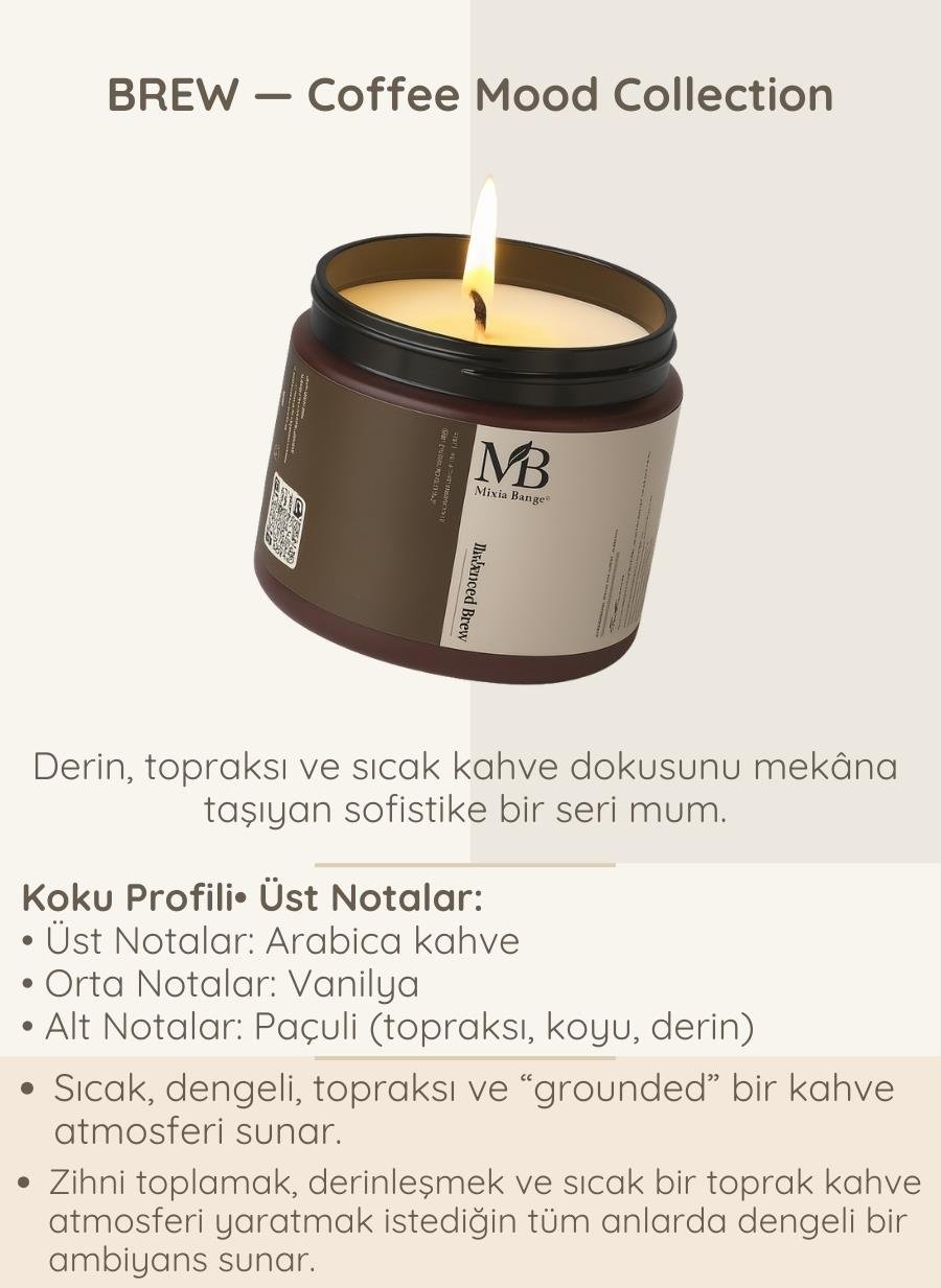 Brew Ritüel İkili Set – Brew Soy Wax Mum (100 g) + Brew Aroma Roll (10 ml)