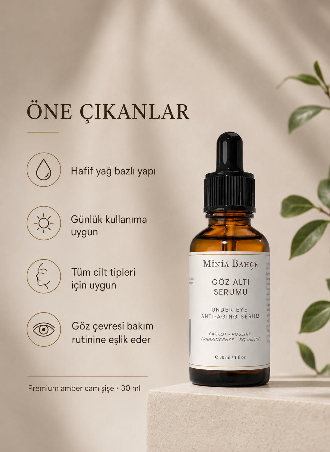 Cilt Nemlendirici Serum – 30 ml | Bitkisel Yağlarla Günlük Yüz Bakımı
