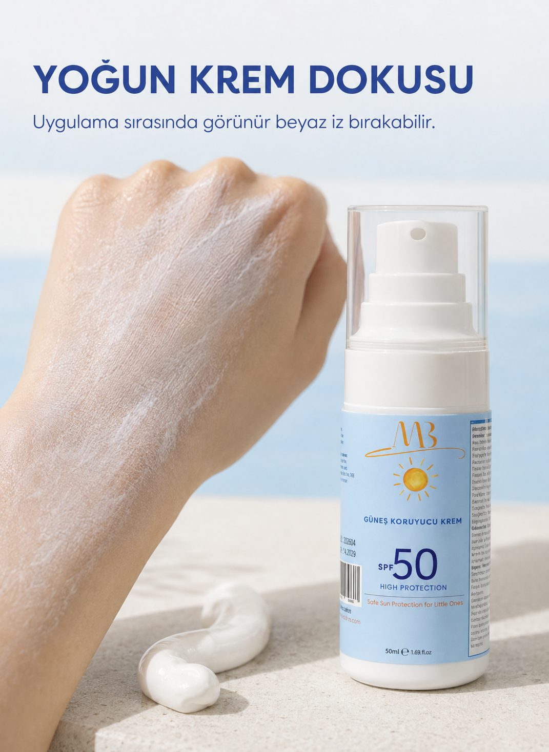 Çocuklar İçin Güneş Koruyucu Krem – SPF 50+ | Hipoalerjenik, Parfümsüz – 50 ml