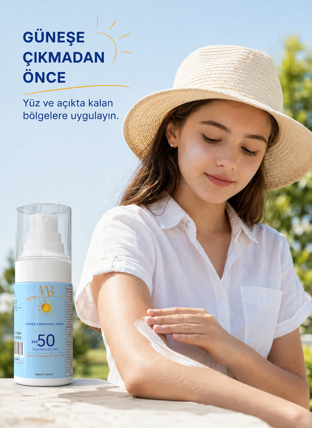 Çocuklar İçin Güneş Koruyucu Krem – SPF 50+ | Hipoalerjenik, Parfümsüz – 50 ml