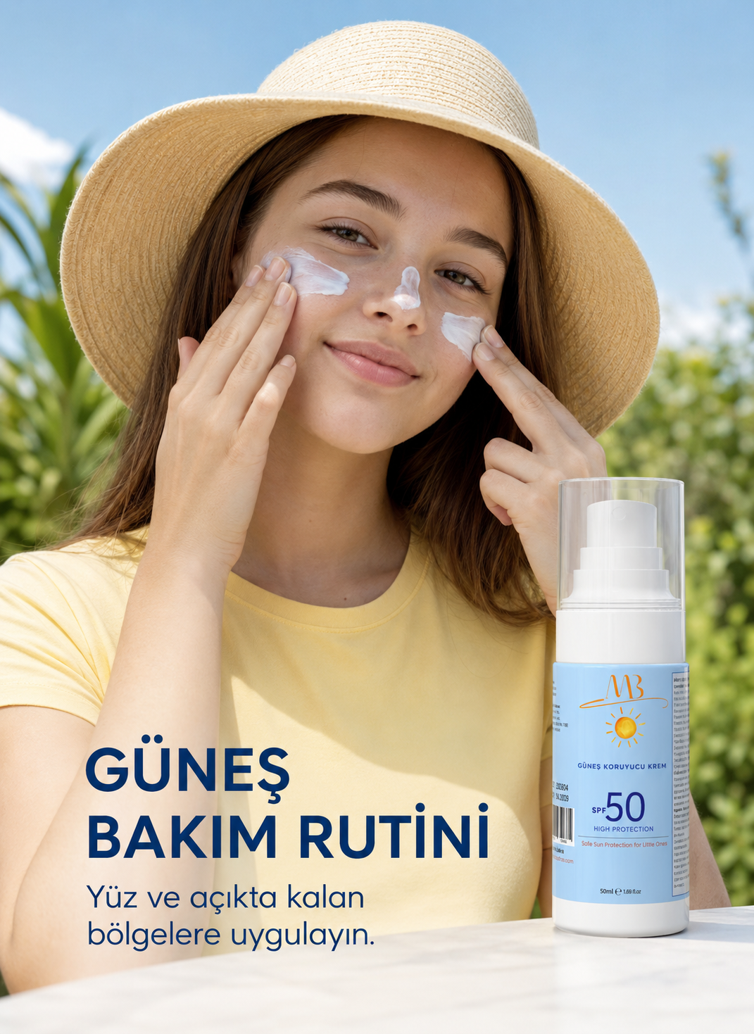 Çocuklar İçin Güneş Koruyucu Krem – SPF 50+ | Hipoalerjenik, Parfümsüz – 50 ml
