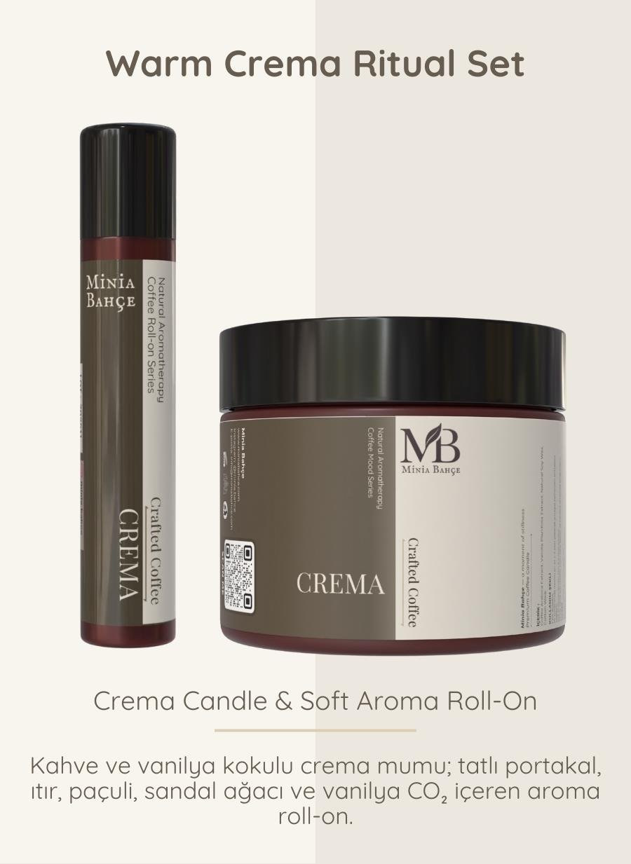 Crema Ritüel İkili Set – Crema Soy Wax Mum (100 g) + Crema Aroma Roll (10 ml)