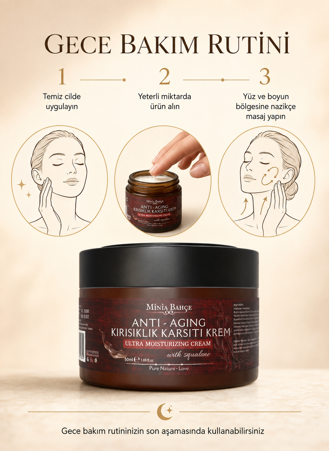 Doğal Anti-Age Kırışıklık Karşıtı Krem – %100 Doğal ve Saf, 50 ml