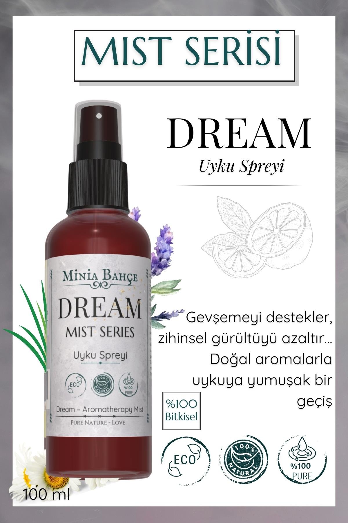 DREAM Mist – Lavanta, Vetiver ve Buhur İçerikli Aromaterapi Vücut Spreyi (100 ml)