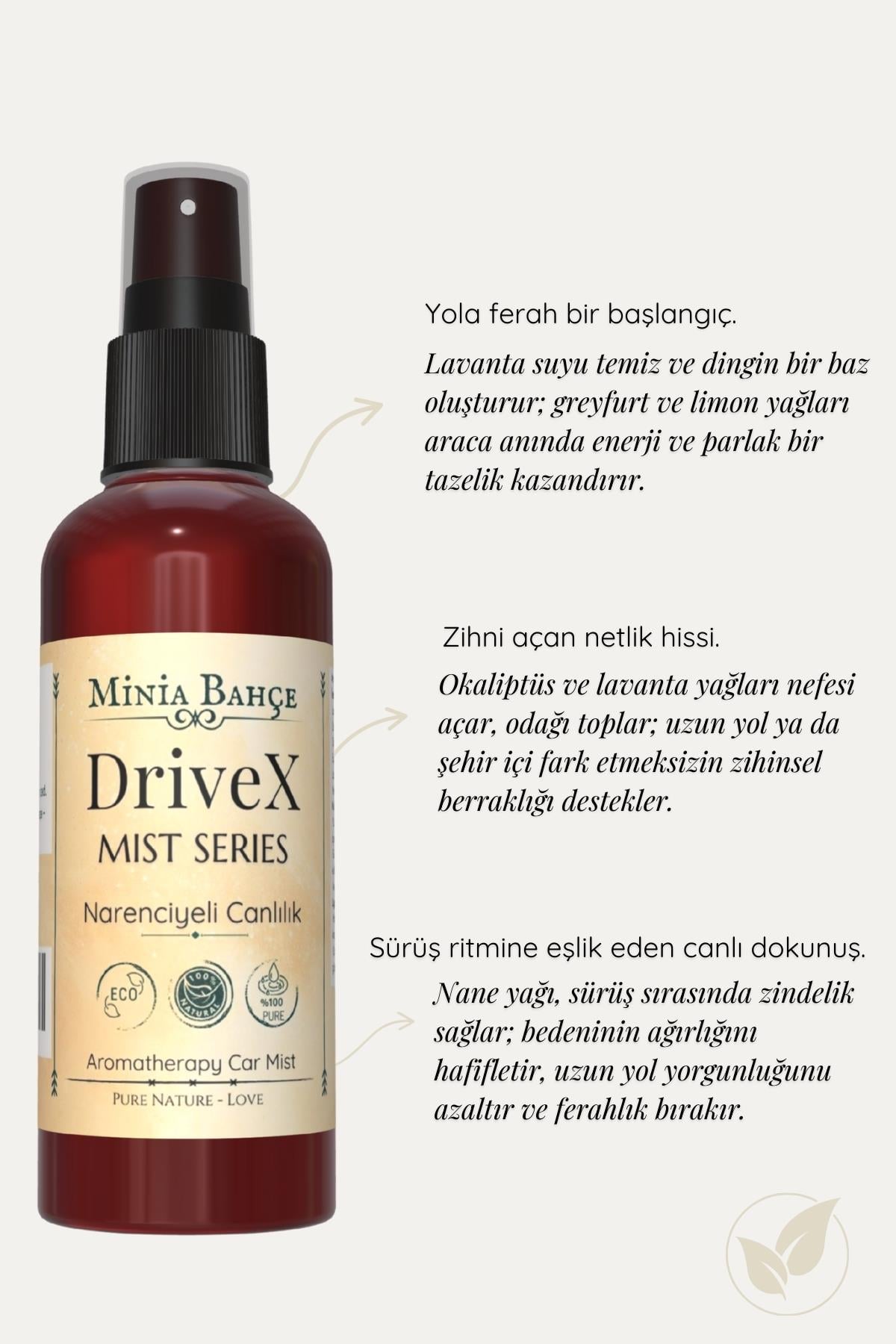 DriveX Mist – Greyfurt, Limon, Okaliptüs ve Nane Yağlı Enerji Veren Aromaterapi Vücut Spreyi (100 ml)