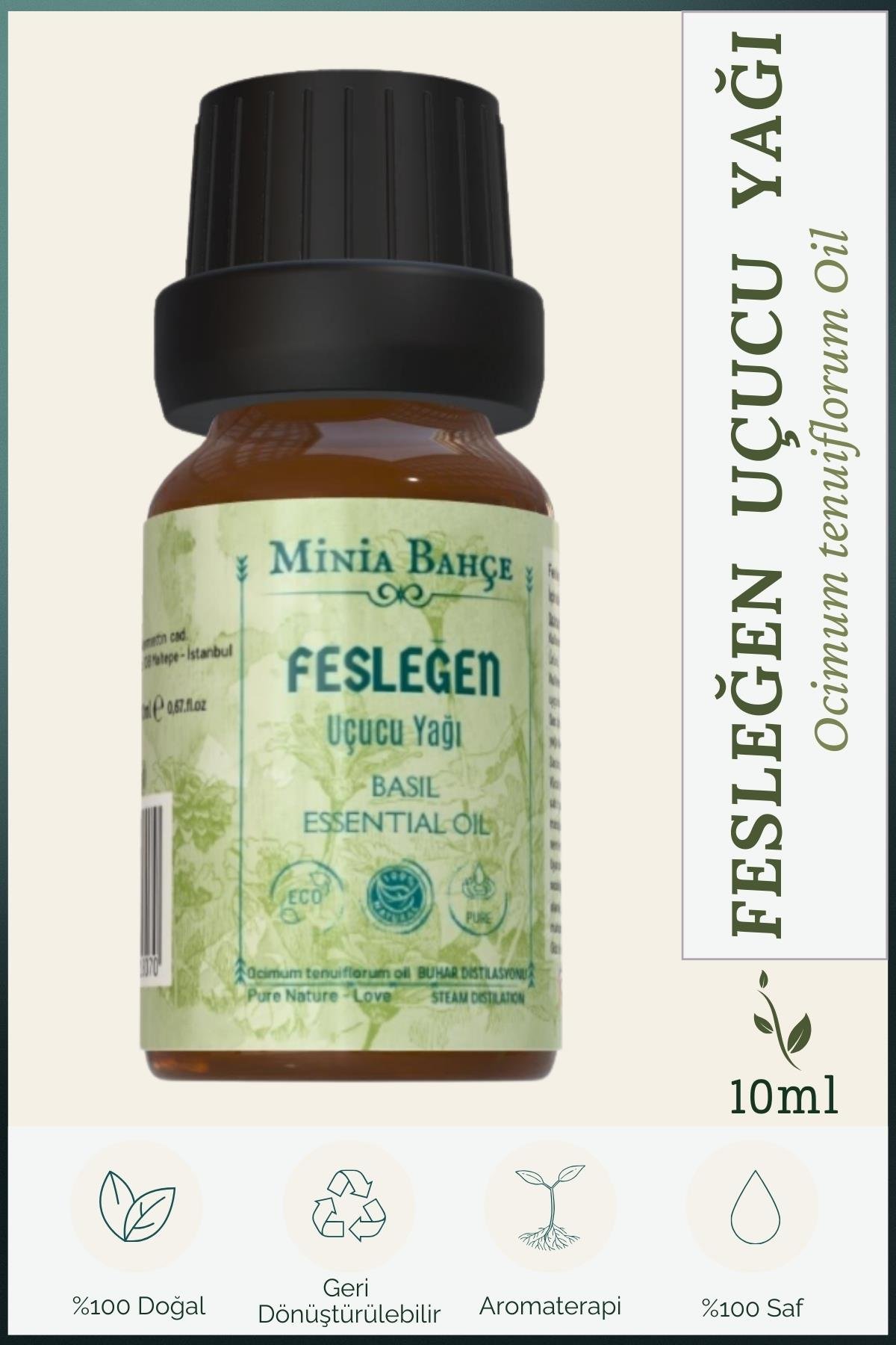Fesleğen Uçucu Yağı, %100 Doğal ve Saf, 10 Ml