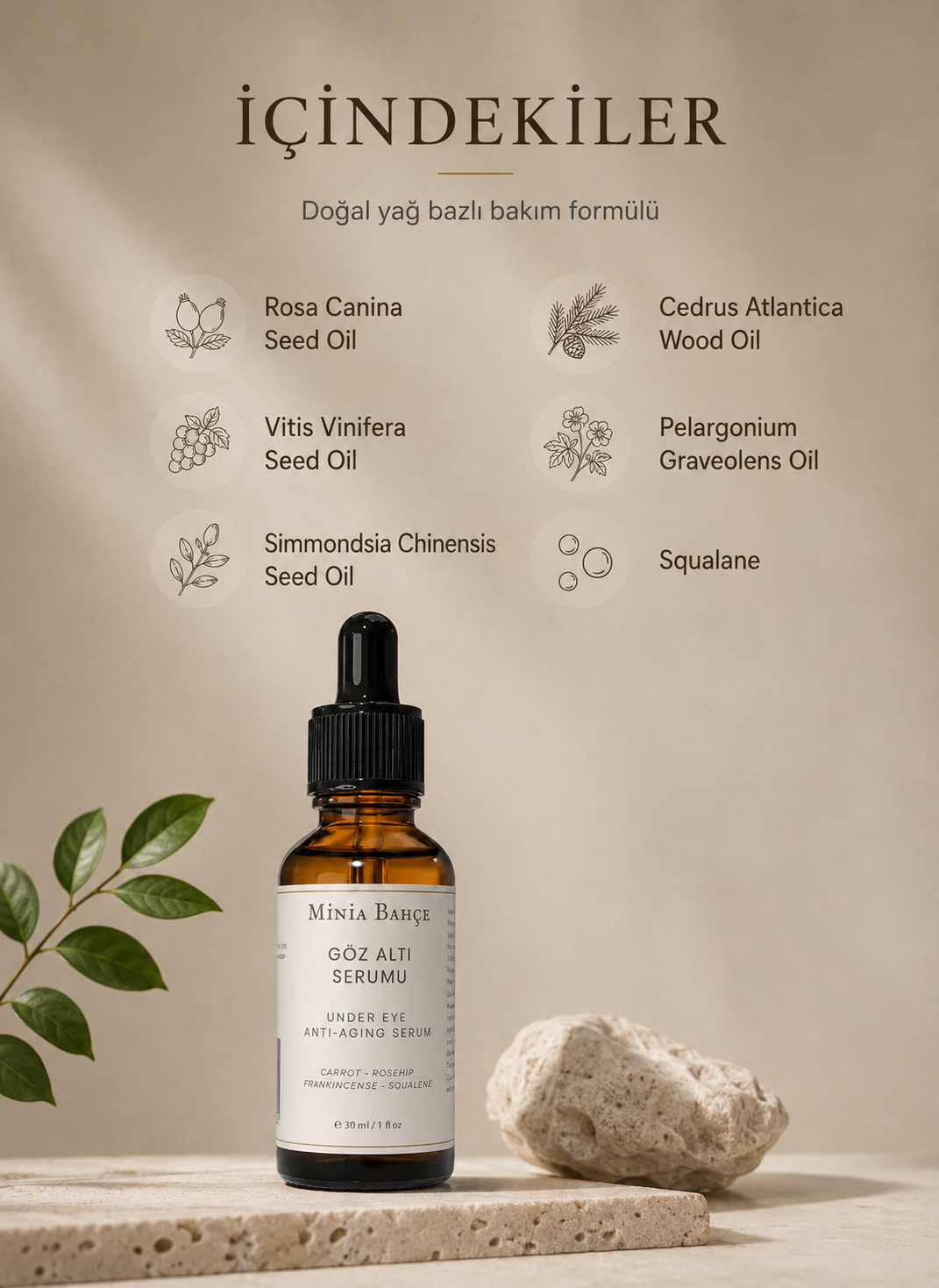 Göz Çevresi Bakım Serumu – 30 ml | Bitkisel Yağlarla Günlük Bakım