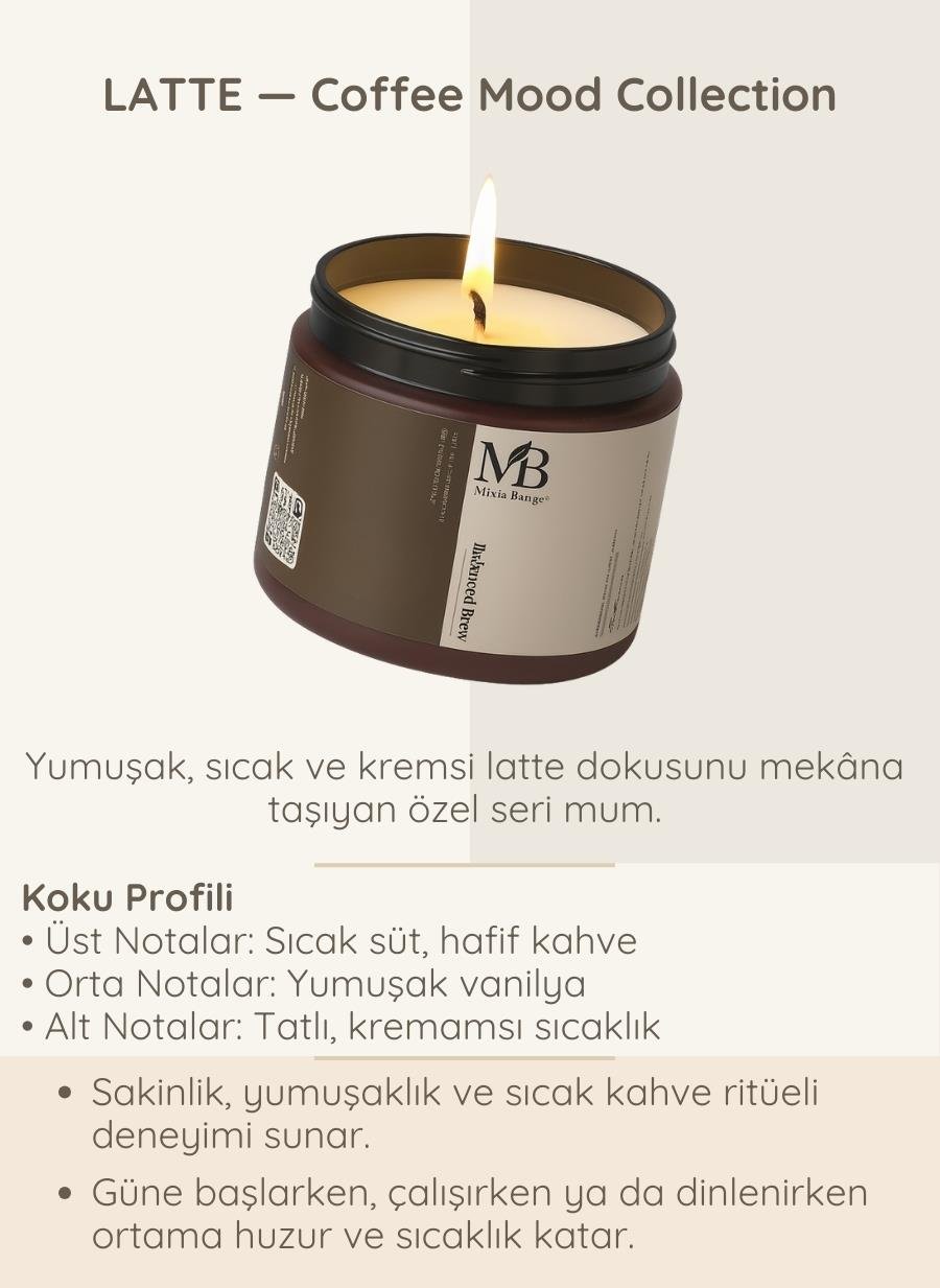 Latte Ritüel İkili Set – Latte Soy Wax Mum (100 g) + Latte Aroma Roll (10 ml)