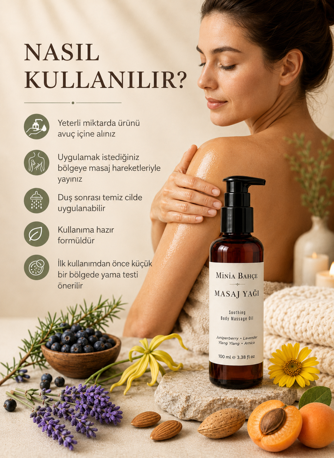 Lavanta Aromaterapi Masaj Yağı 100 ml | Ardıç ve Ylang Ylang