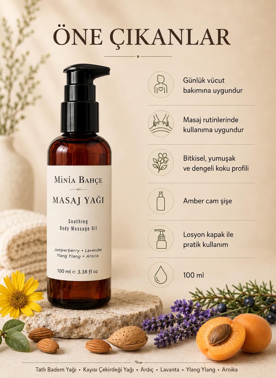Lavanta Aromaterapi Masaj Yağı 100 ml | Ardıç ve Ylang Ylang