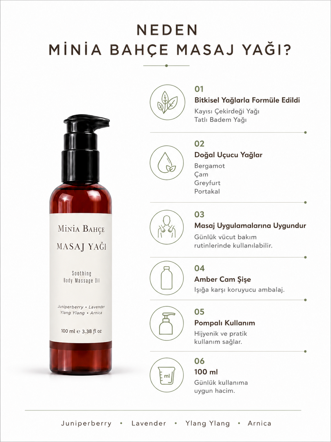 Lavanta Aromaterapi Masaj Yağı 100 ml | Ardıç ve Ylang Ylang