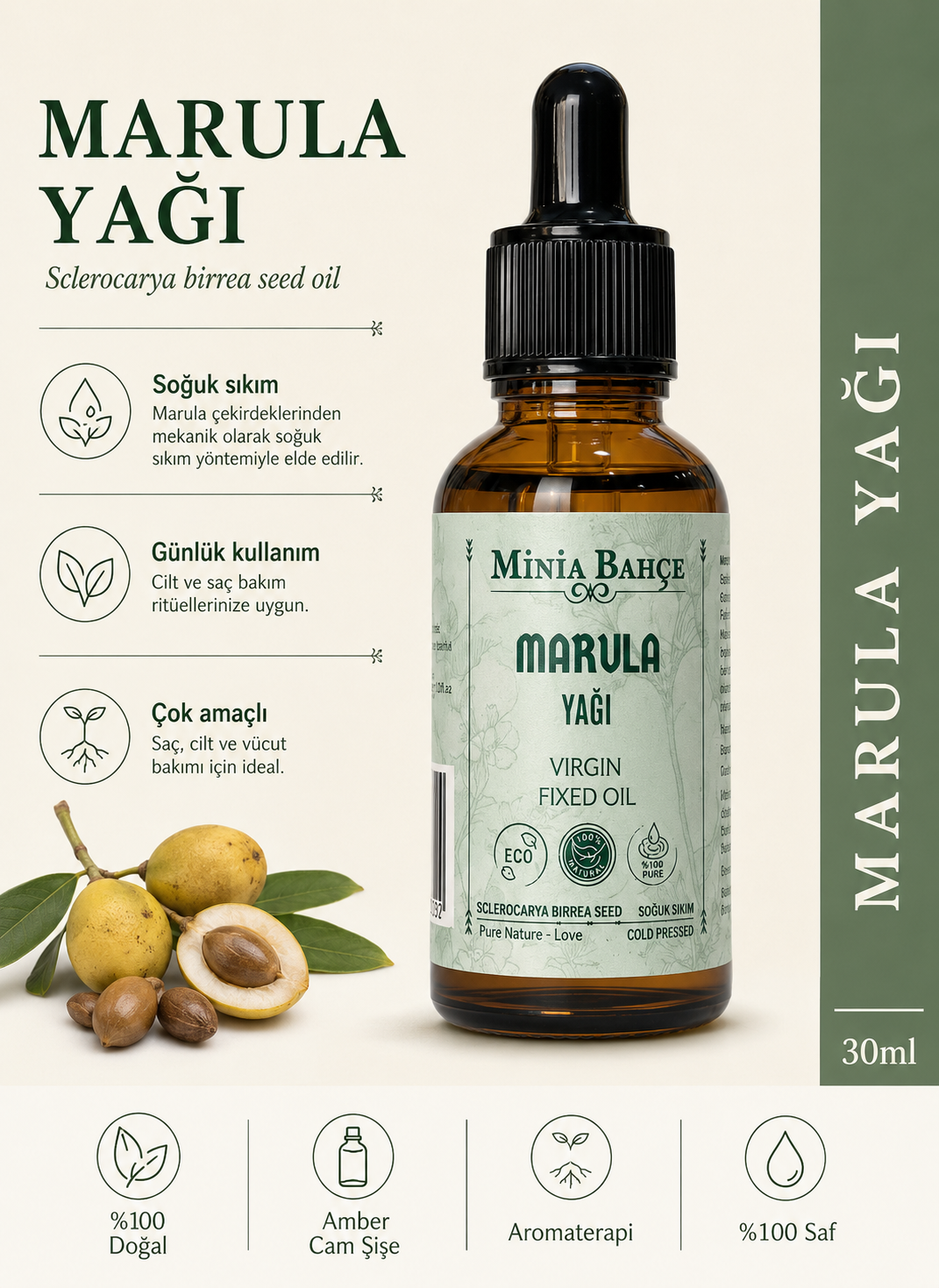 Marula Sabit Yağı – %100 Saf ve Doğal, 30 ml