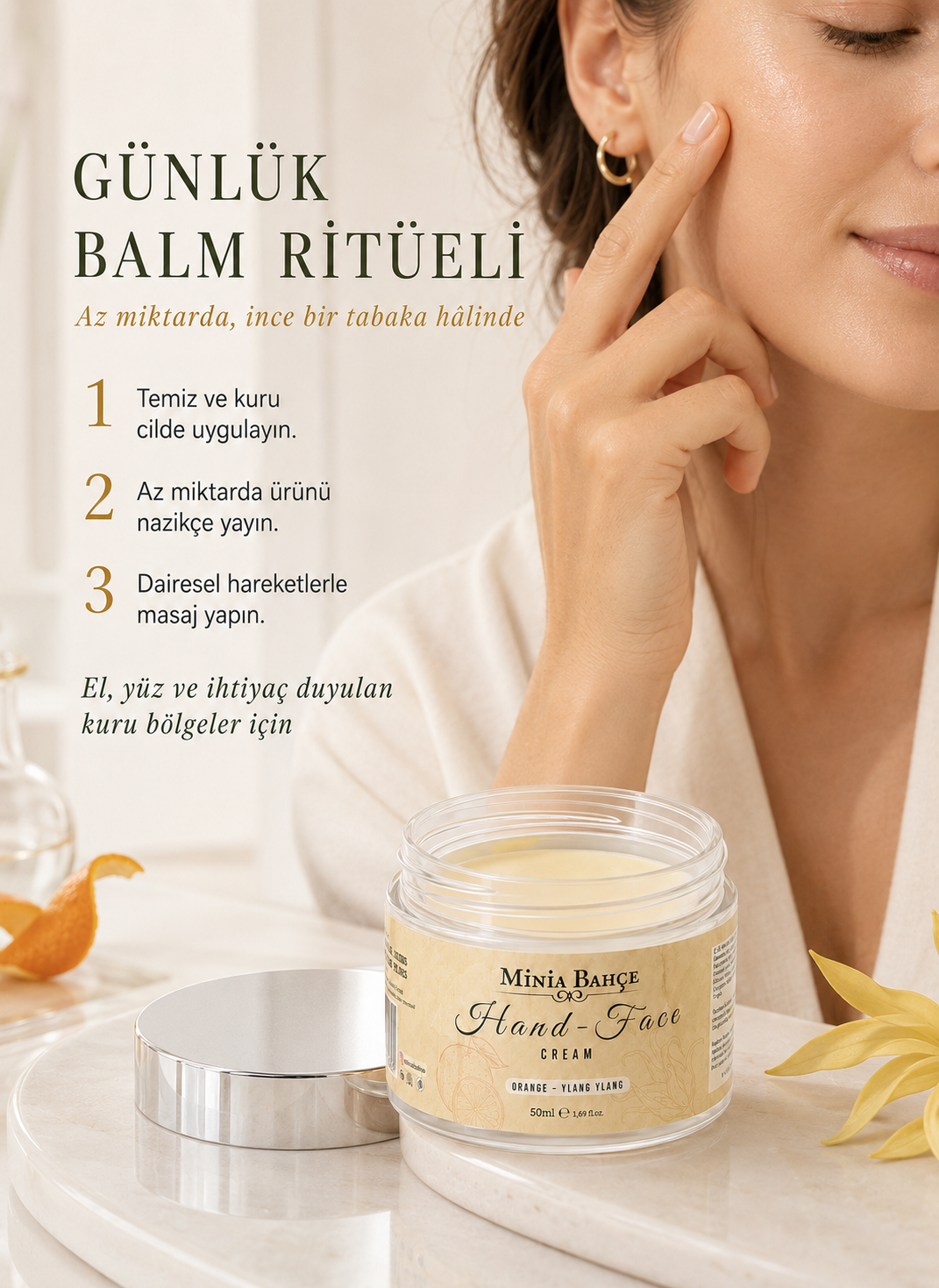Minia Bahçe Portakal & Ylang Ylang El ve Yüz Kremi - Koruyucu ve Besleyici Bakım 50ml