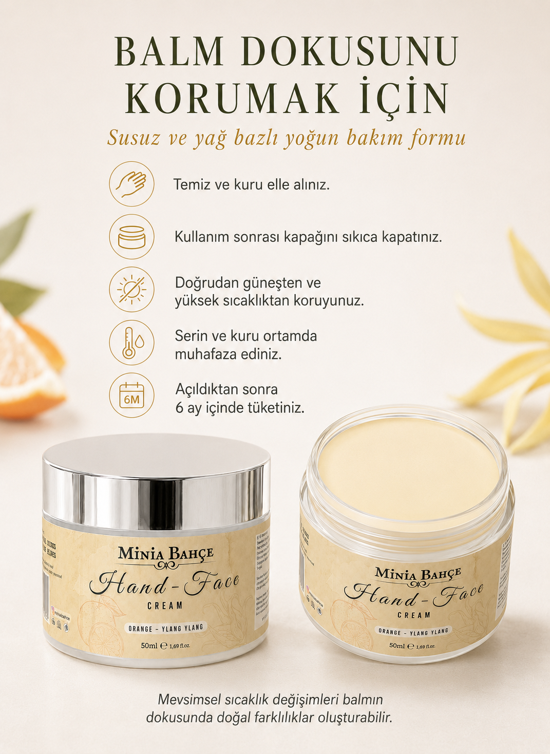 Minia Bahçe Portakal & Ylang Ylang El ve Yüz Kremi - Koruyucu ve Besleyici Bakım 50ml
