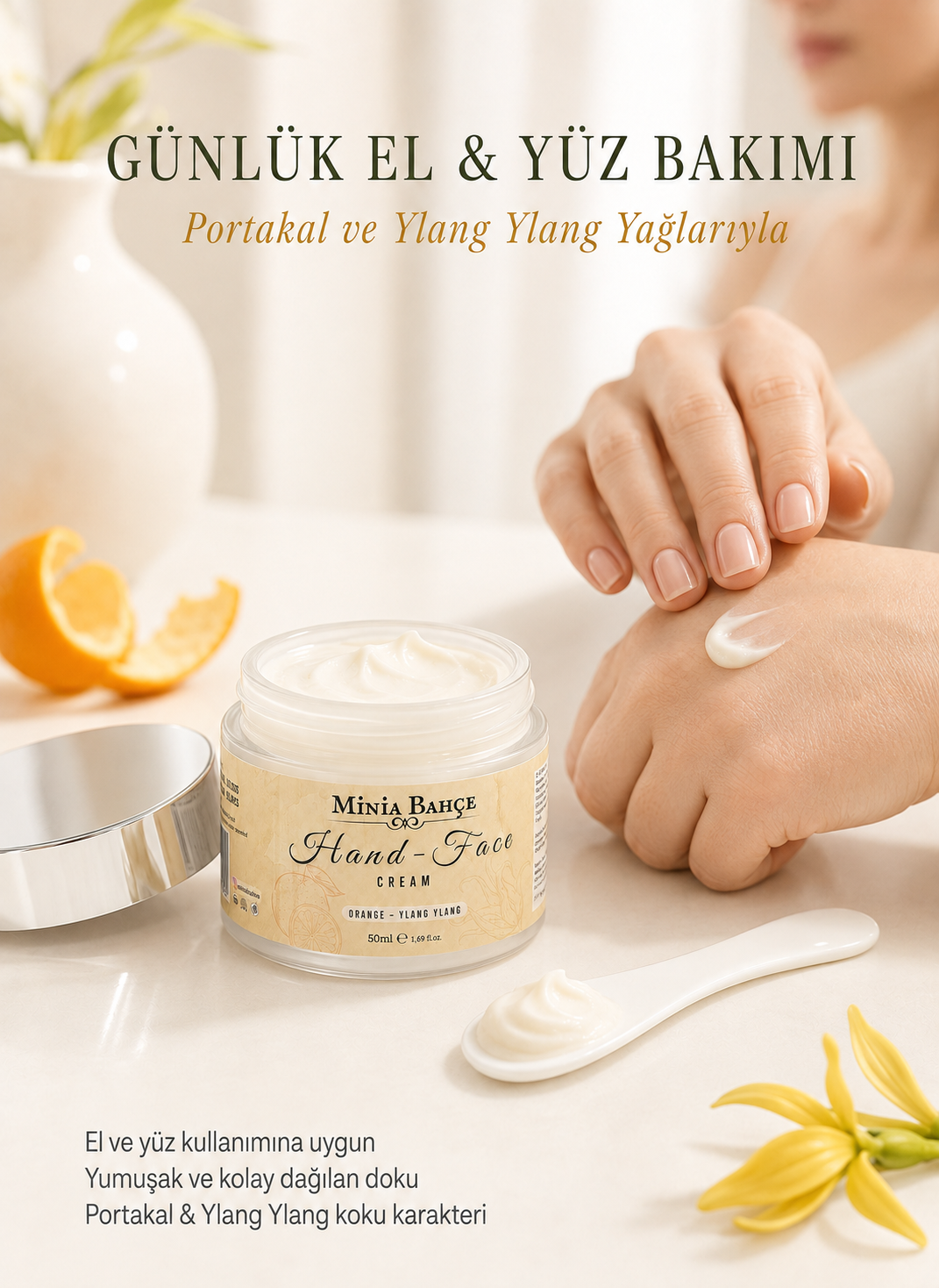 Minia Bahçe Portakal & Ylang Ylang El ve Yüz Kremi - Koruyucu ve Besleyici Bakım 50ml