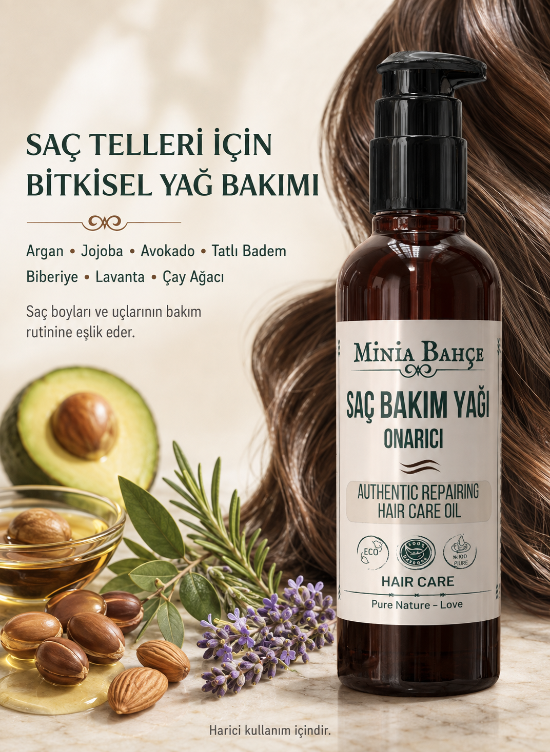 Onarıcı Saç Bakım Yağı, %100 Doğal Ve Katkısız, 100ml