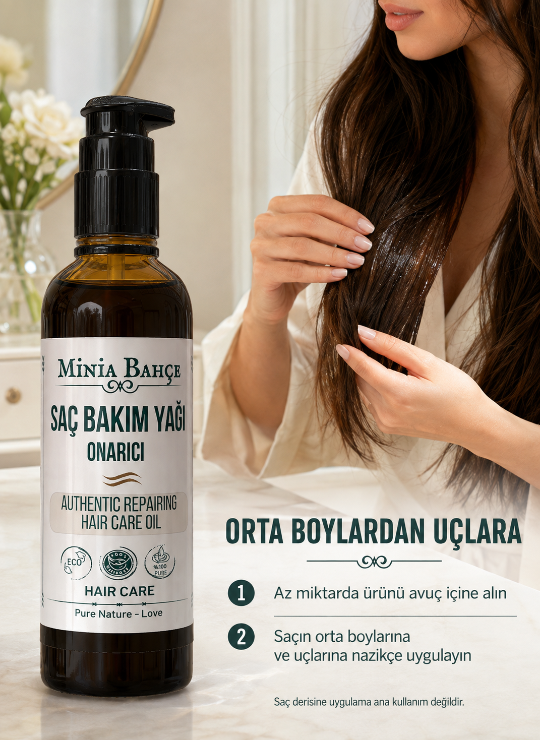Onarıcı Saç Bakım Yağı, %100 Doğal Ve Katkısız, 100ml