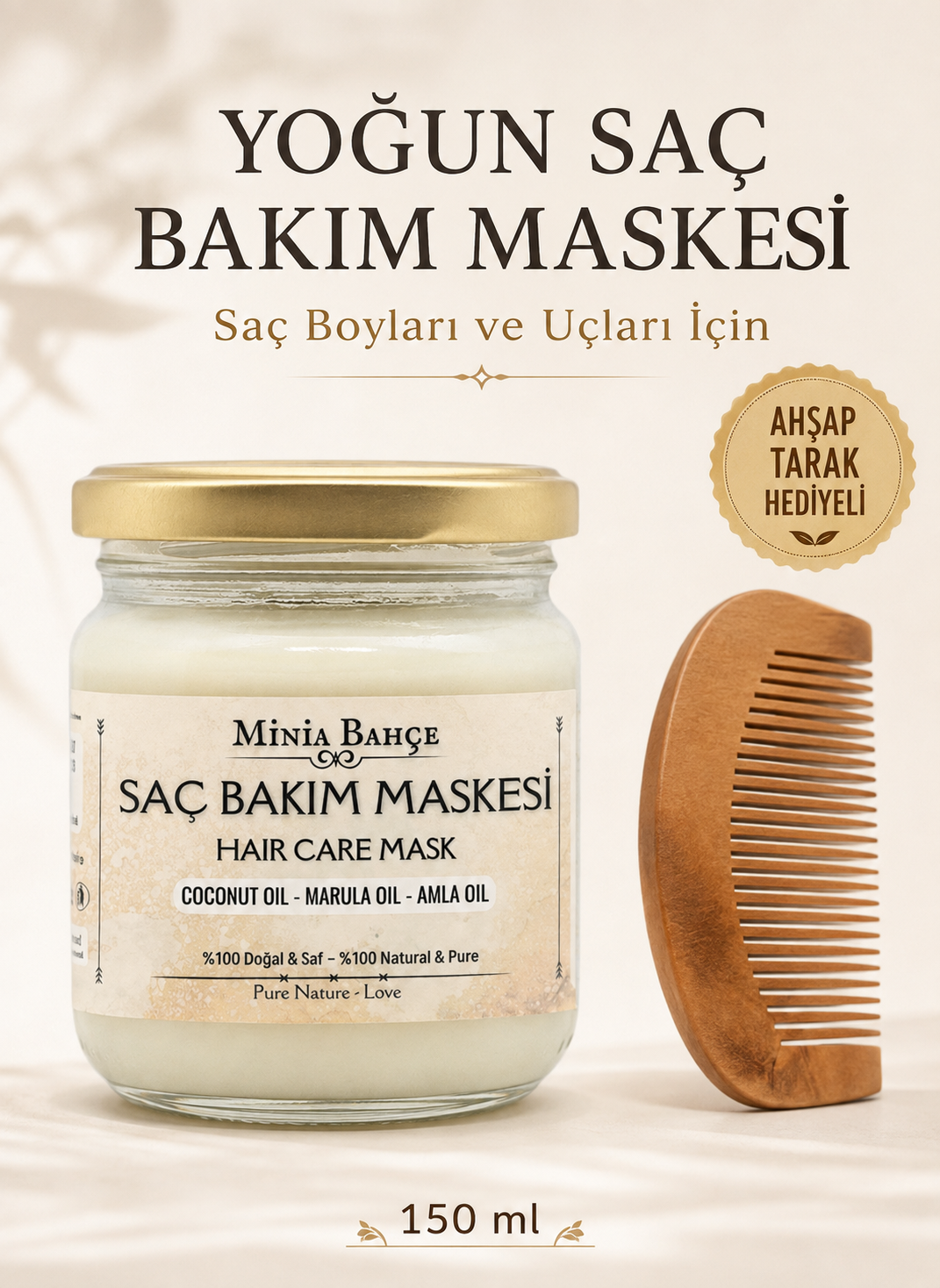 Saç Maskesi, 150ml . %100 Saf ve Doğal