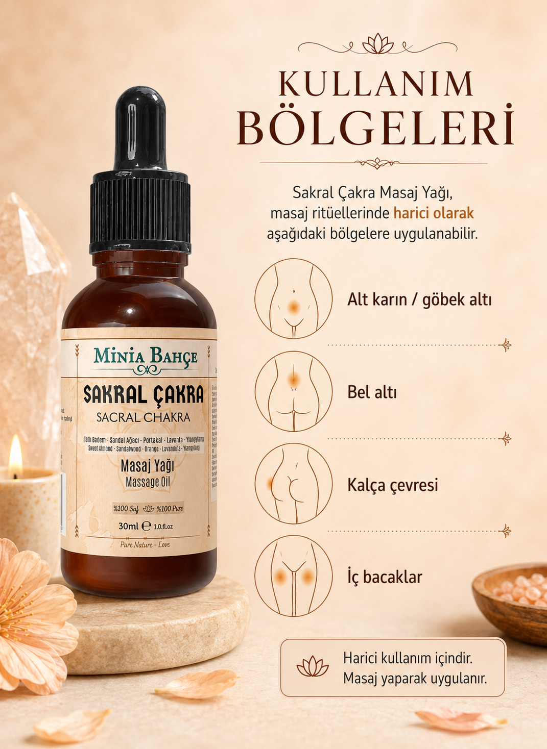 Sakral Çakra Masaj Yağı - Sacral Chakra Oil, 30ml | %100 Saf ve Doğal