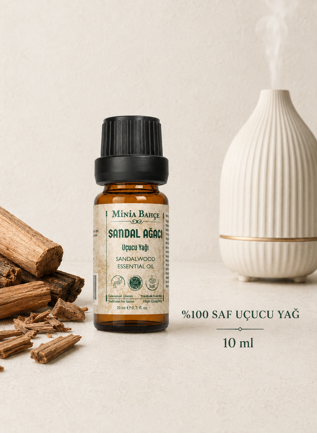 Sandal Ağacı Uçucu Yağı, %100 Saf, 10 ml