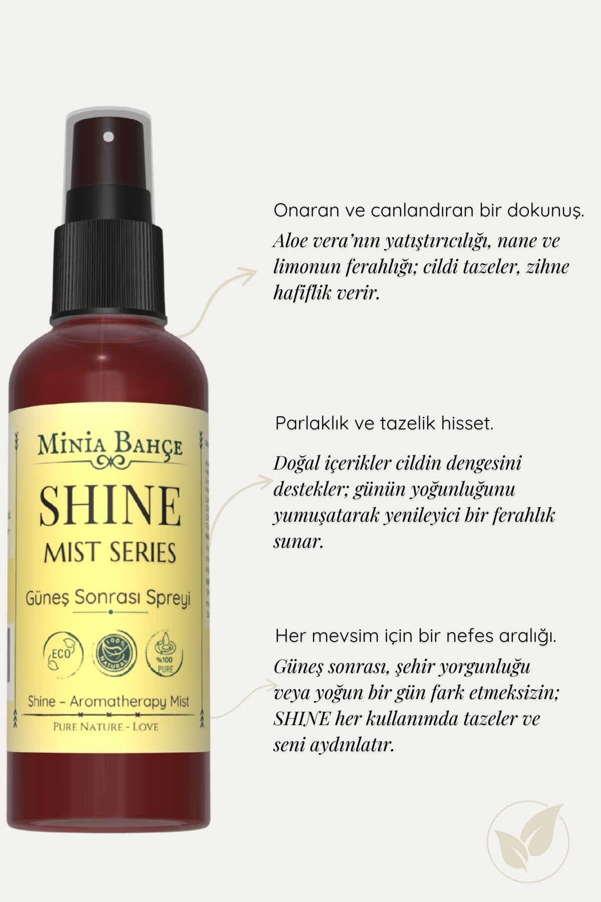 SHINE Mist – Aloe Vera & Ölmez Çiçek Hidrosollü Ferahlatıcı Doğal Vücut Spreyi (100 ml)