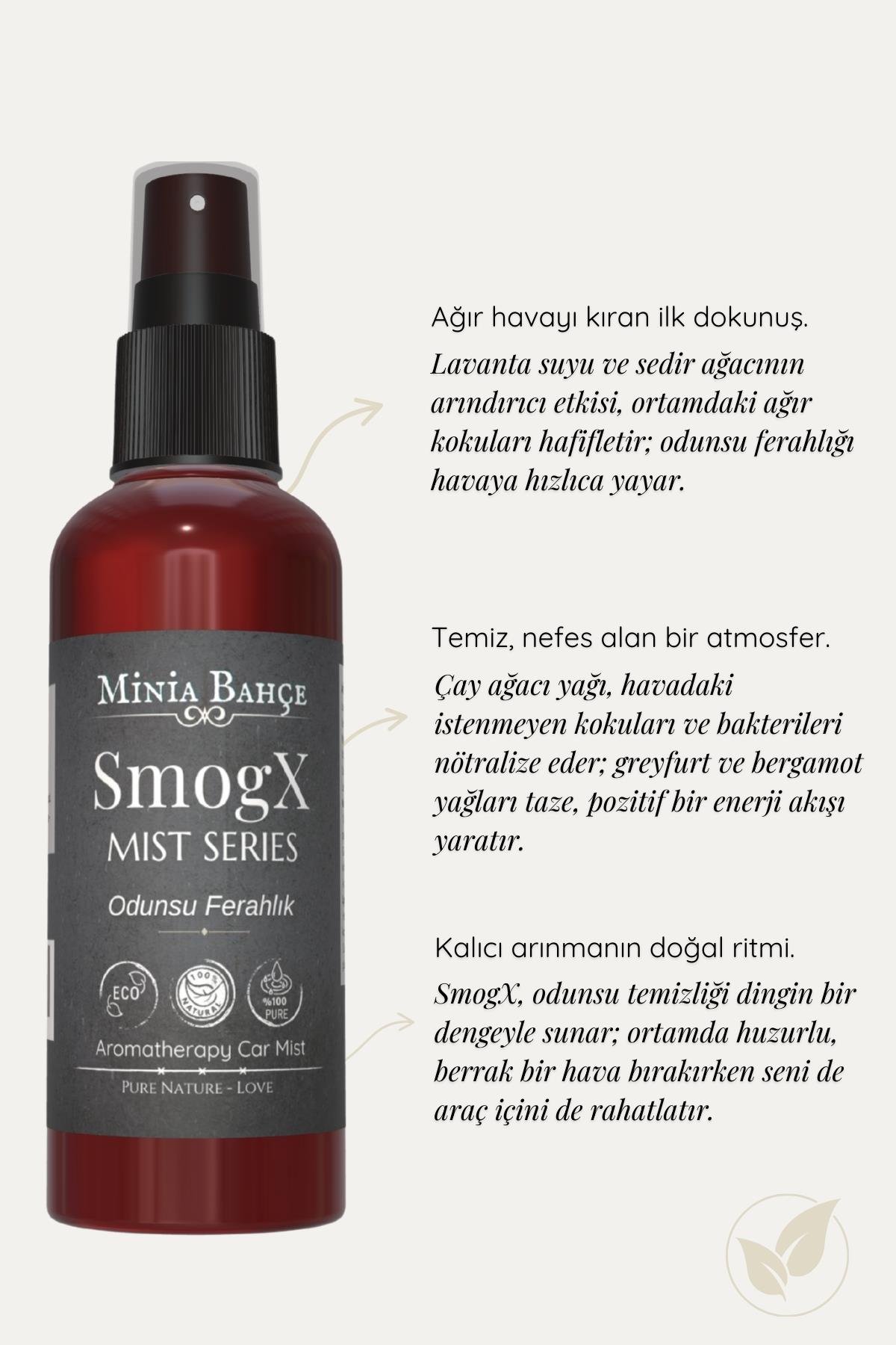 SmogX Mist – Sedir, Çay Ağacı & Narenciye Yağlı Koku Bastırıcı Aromaterapi Vücut Spreyi (100 ml)