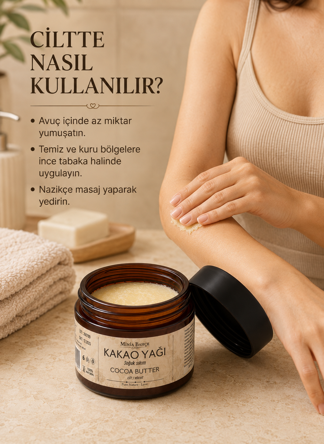 Soğuk Sıkım Kakao Yağı - %100 Doğal ve Saf, 50 ml