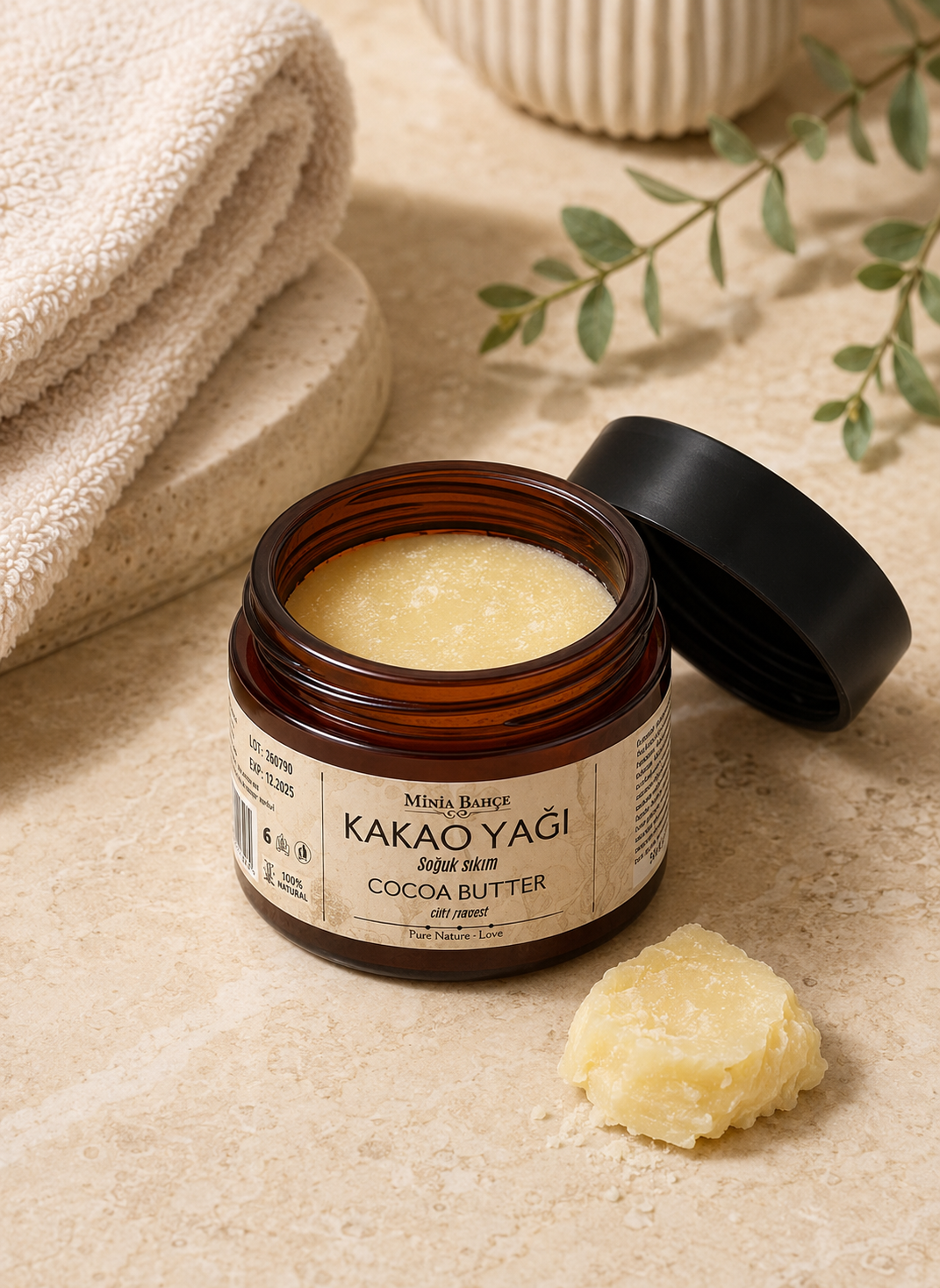 Soğuk Sıkım Kakao Yağı - %100 Doğal ve Saf, 50 ml