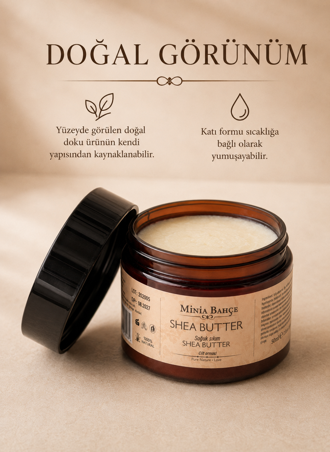 Soğuk Sıkım Shea Butter (Karite) Yağı - %100 Doğal & Saf, 50 ml