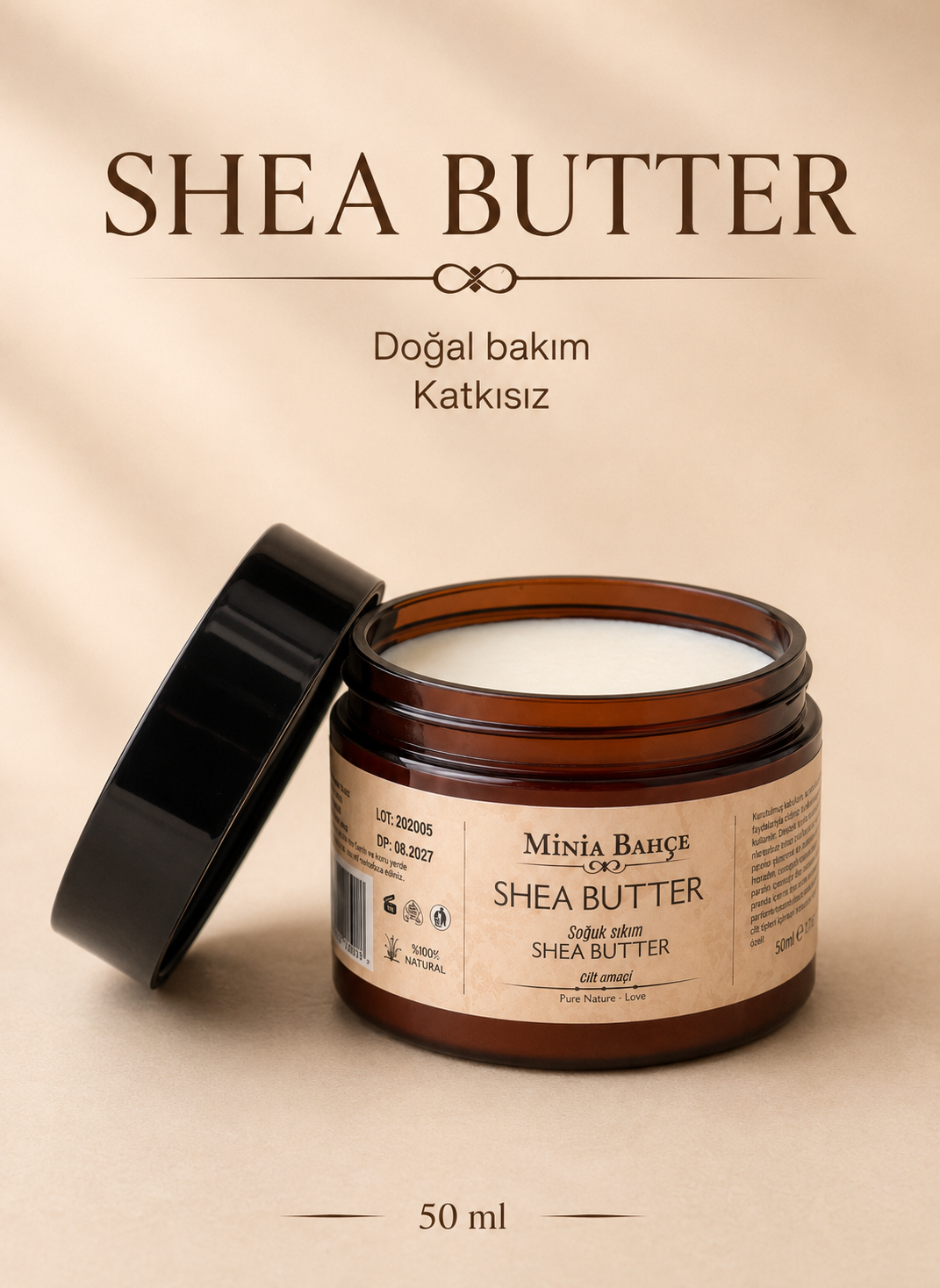 Soğuk Sıkım Shea Butter (Karite) Yağı - %100 Doğal & Saf, 50 ml