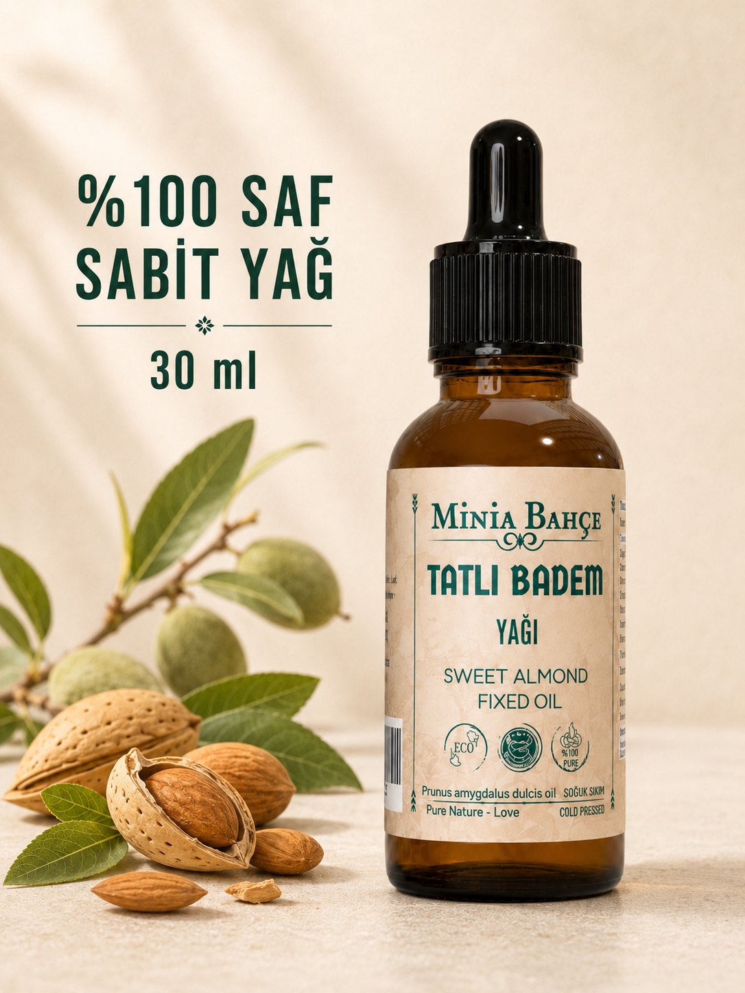 Tatlı Badem Yağı , %100 Doğal, 30ml