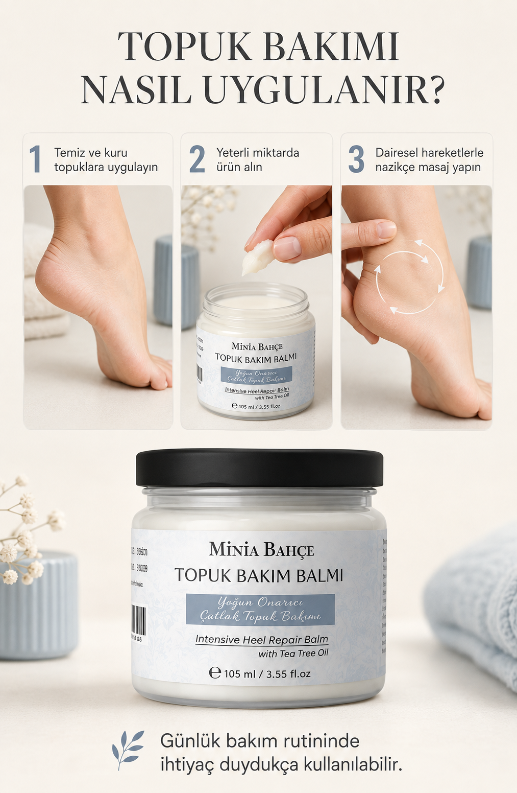 Topuk Bakım Balmı - 50 ml | Üre İçerikli Yoğun Nemlendirici ve Yumuşatıcı Ayak Kremi