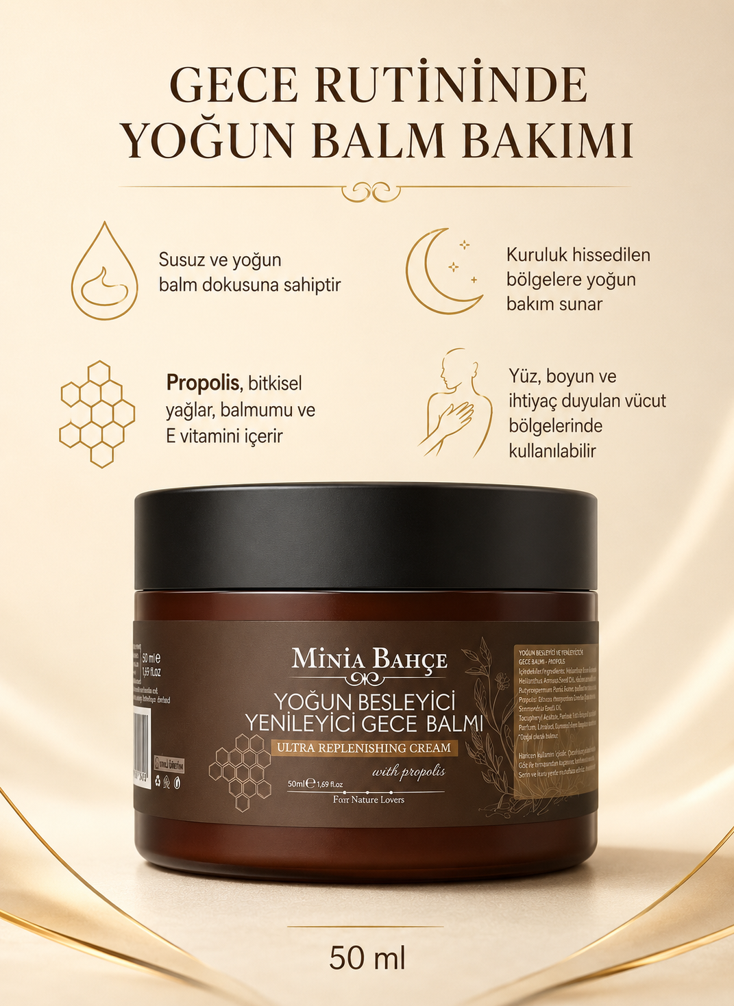 Yoğun Besleyici & Yenileyici Gece Balmı, %100 Doğal Ve Katkısız, 50ml