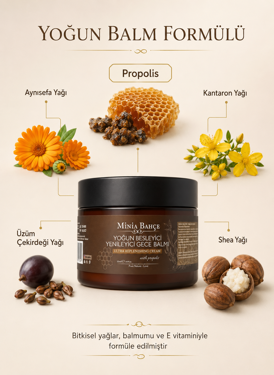 Yoğun Besleyici & Yenileyici Gece Balmı, %100 Doğal Ve Katkısız, 50ml