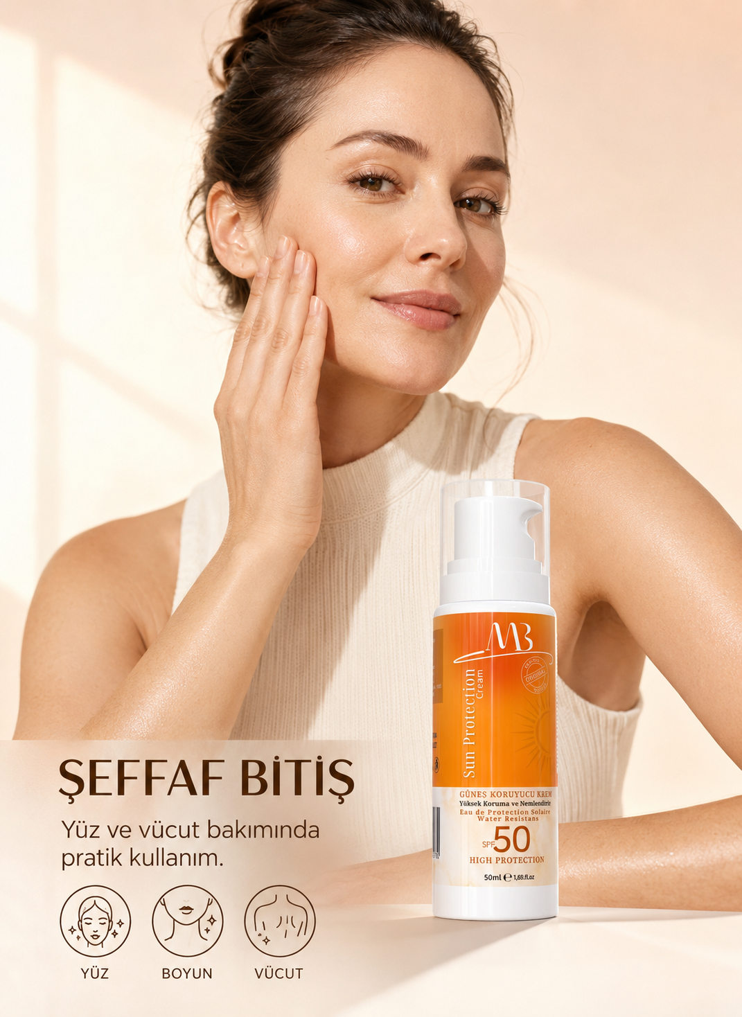 Yüksek Faktörlü Güneş Koruyucu Krem SPF 50, 50 ml