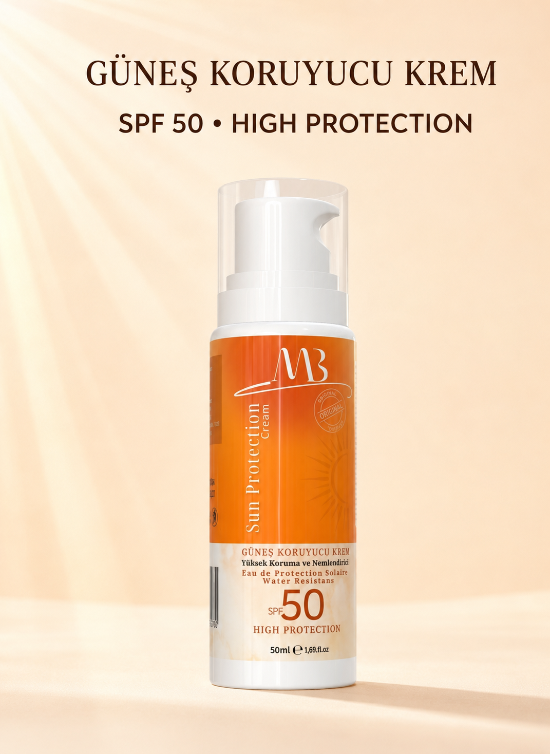 Yüksek Faktörlü Güneş Koruyucu Krem SPF 50, 50 ml