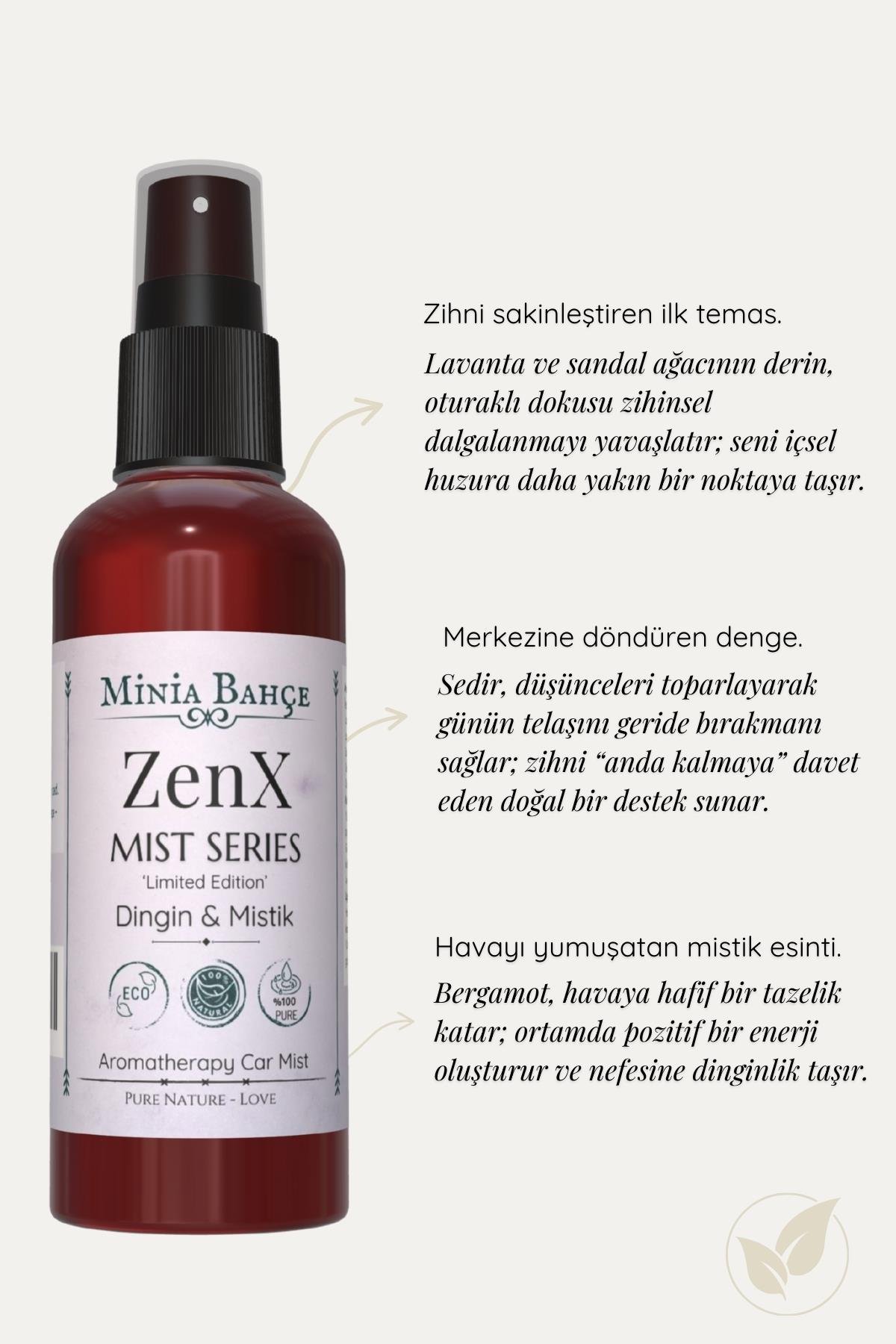 ZenX Mist – Lavanta, Sandal Ağacı ve Sedir Yağlı Dinginlik Veren Aromaterapi Vücut Spreyi (100 ml)