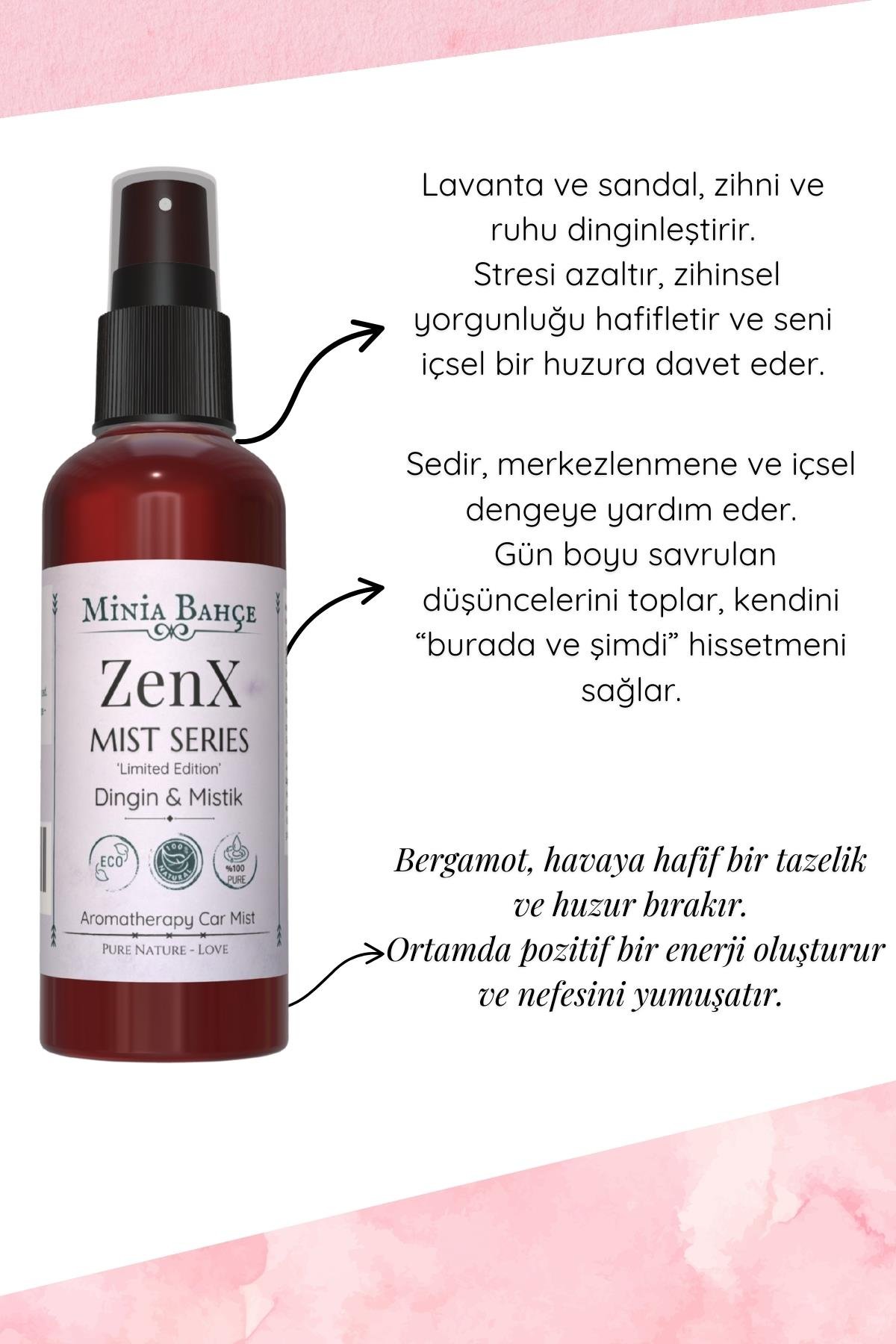 ZenX Mist – Lavanta, Sandal Ağacı ve Sedir Yağlı Dinginlik Veren Aromaterapi Vücut Spreyi (100 ml)