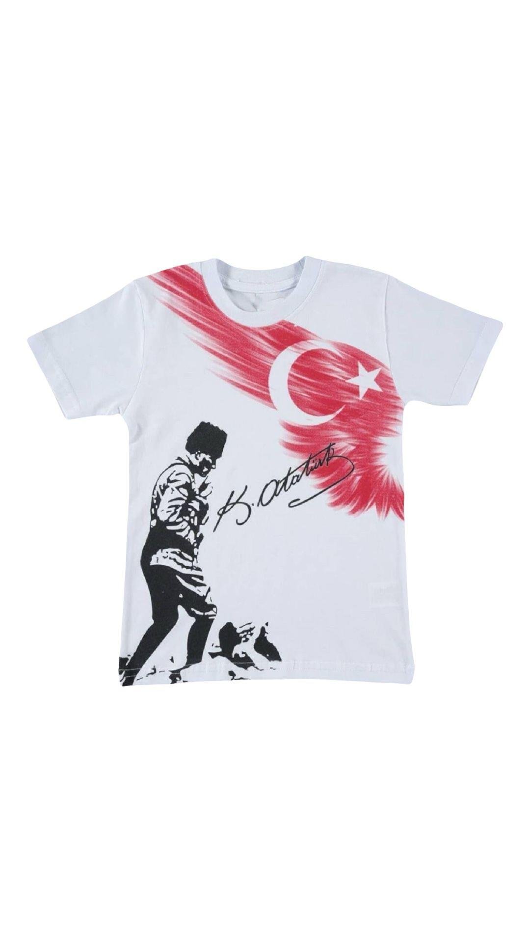 Atatürk ve Türk Bayrağı Baskılı T-shirt 