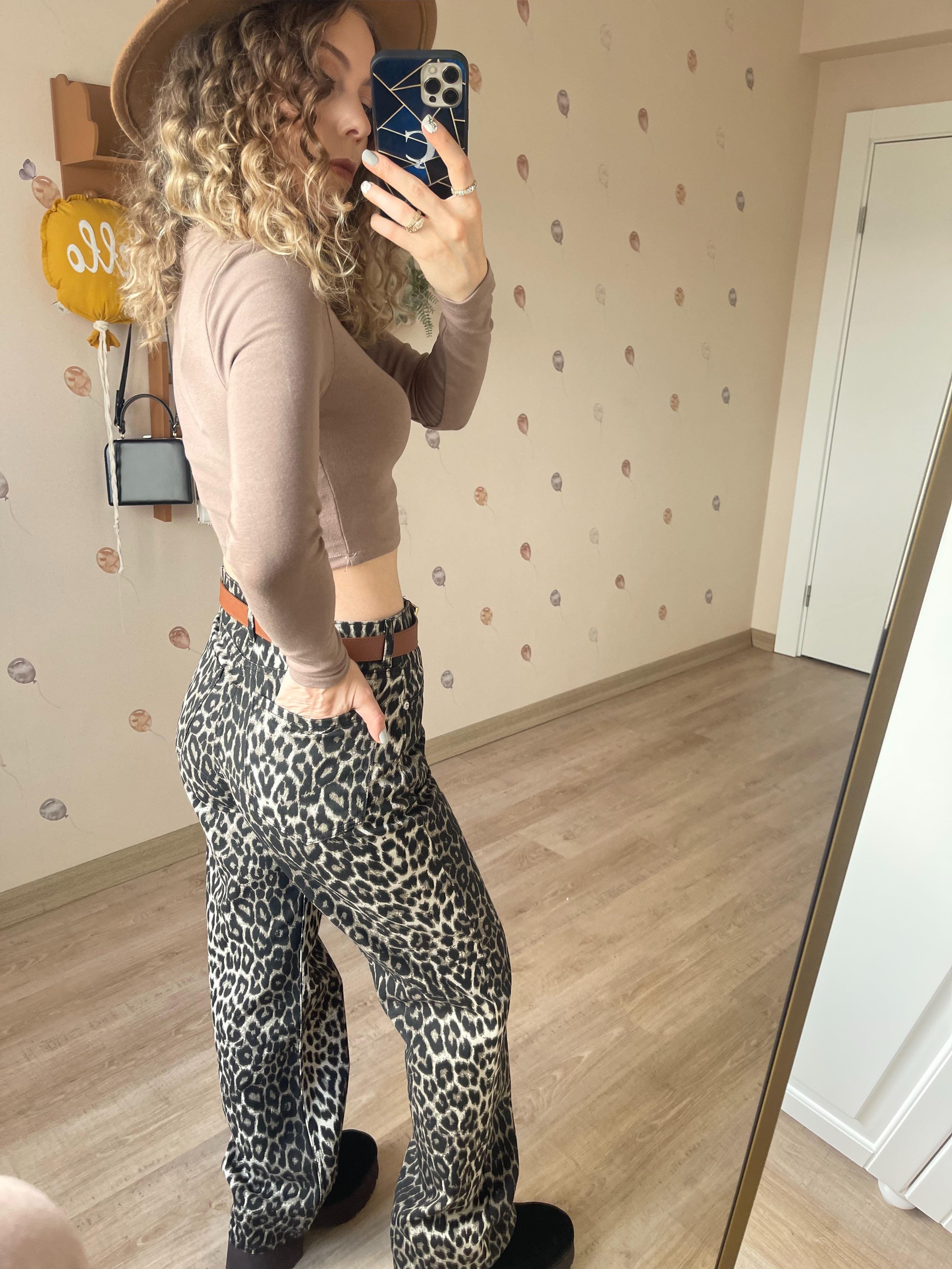 LEOPAR DESENLİ JEAN PANTOLON