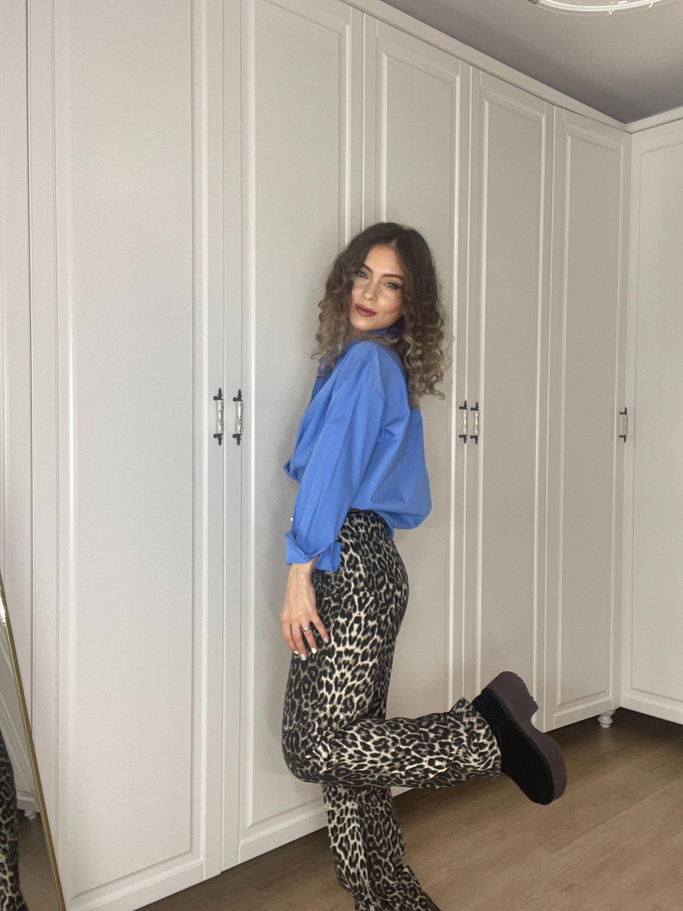 LEOPAR DESENLİ JEAN PANTOLON